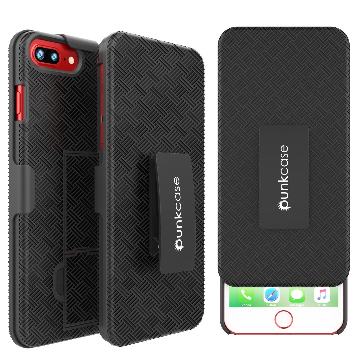 Punkcase iPhone 8 / 7 Plus Case Holster Belt Clip & Kickstand [BLACK]