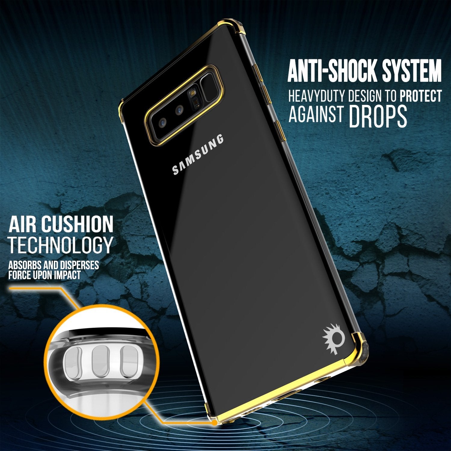 Galaxy Note 8 Punkcase Slim-Fit Case W/ Screen Protector Cover [Gold]