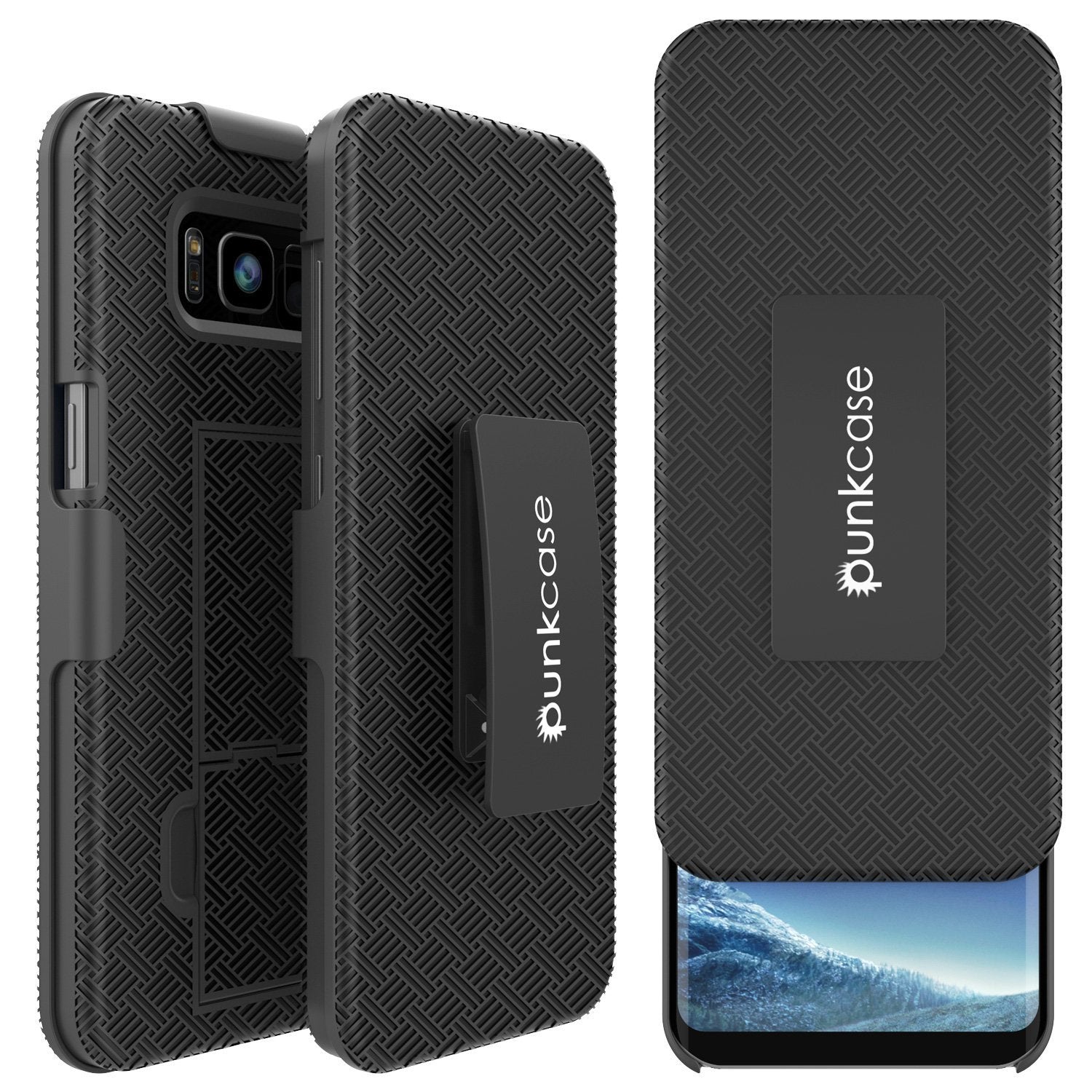 Punkcase Galaxy S8 Case, With PunkShield Glass Screen Protector, Holster Belt Clip [Black]