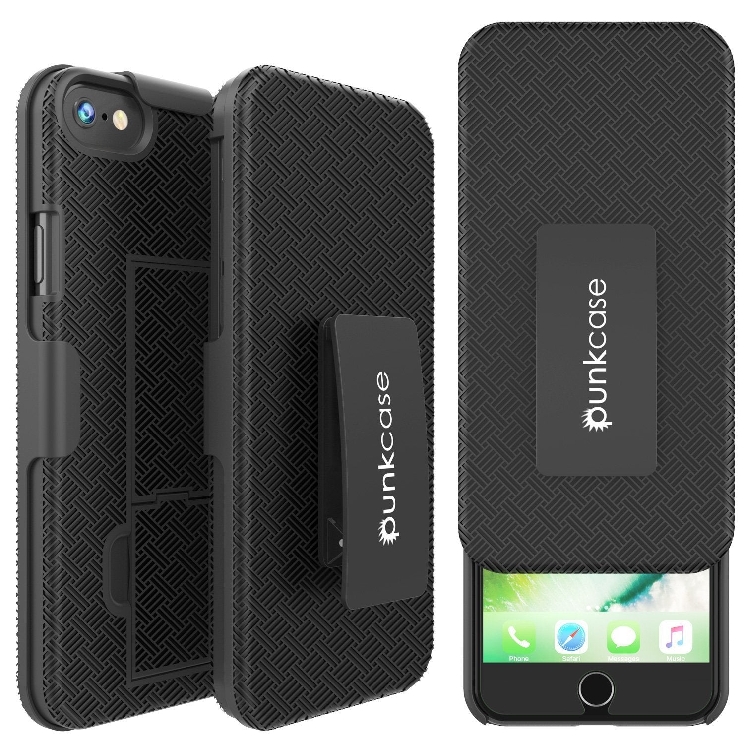 Punkcase iPhone 8 / 7 Case With Tempered Glass Screen Protector[Black]