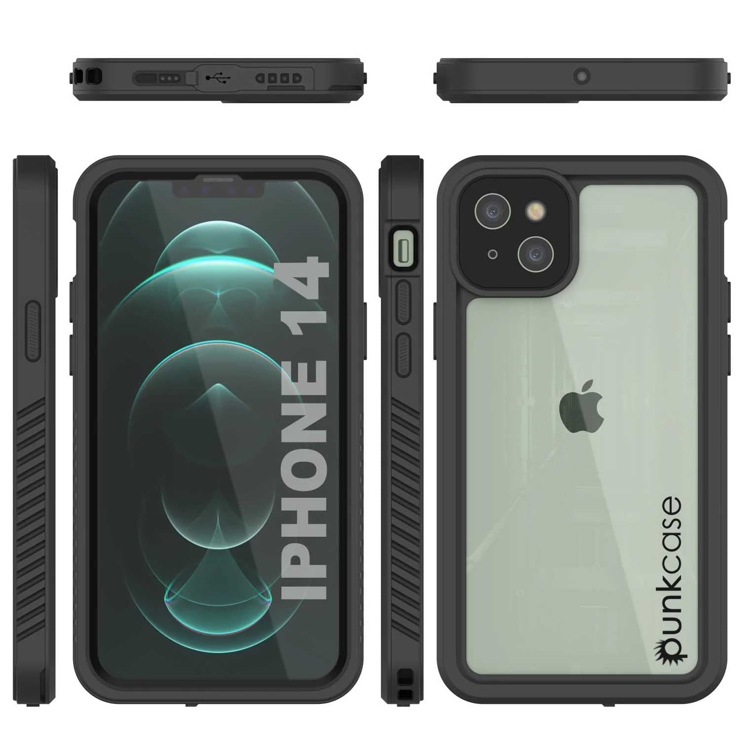 iPhone 14  Waterproof Case, Punkcase [Extreme Series] Armor Cover W/ Built In Screen Protector [Black]