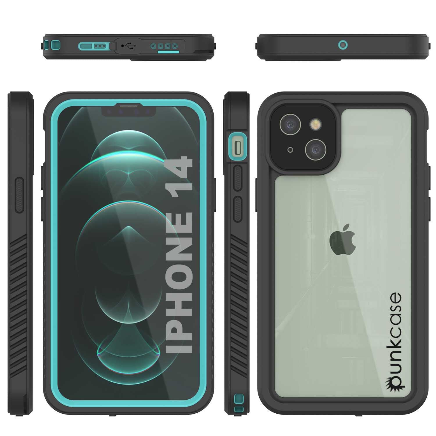 iPhone 14  Waterproof Case, Punkcase [Extreme Series] Armor Cover W/ Built In Screen Protector [Teal]