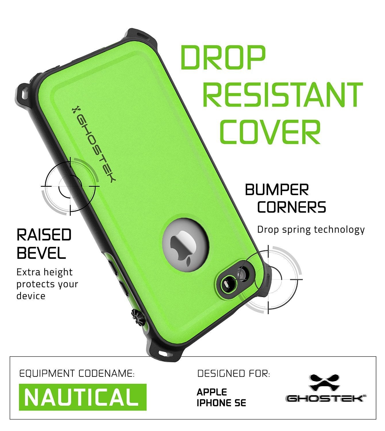 iPhone SE/5S/5 Waterproof Case, Ghostek® Nautical Green Series| Underwater | Aluminum Frame