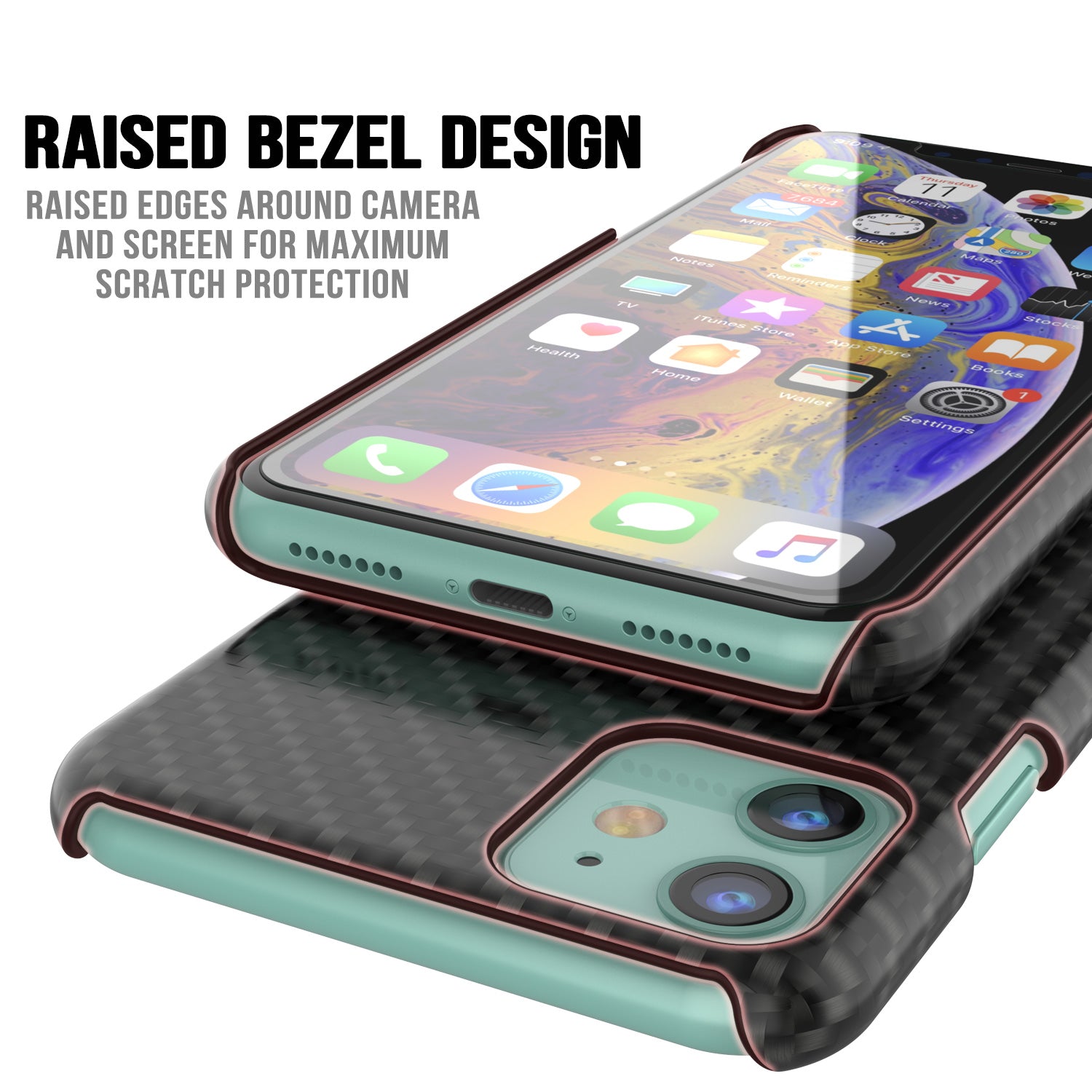 iPhone 11 Case, Punkcase CarbonShield, Heavy Duty & Ultra Thin 2 Piece Dual Layer [shockproof]