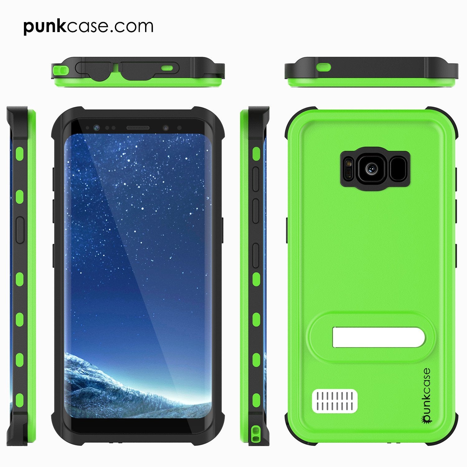 Galaxy S8 Waterproof Case, Punkcase KickStud Series Armor Cover[Green]