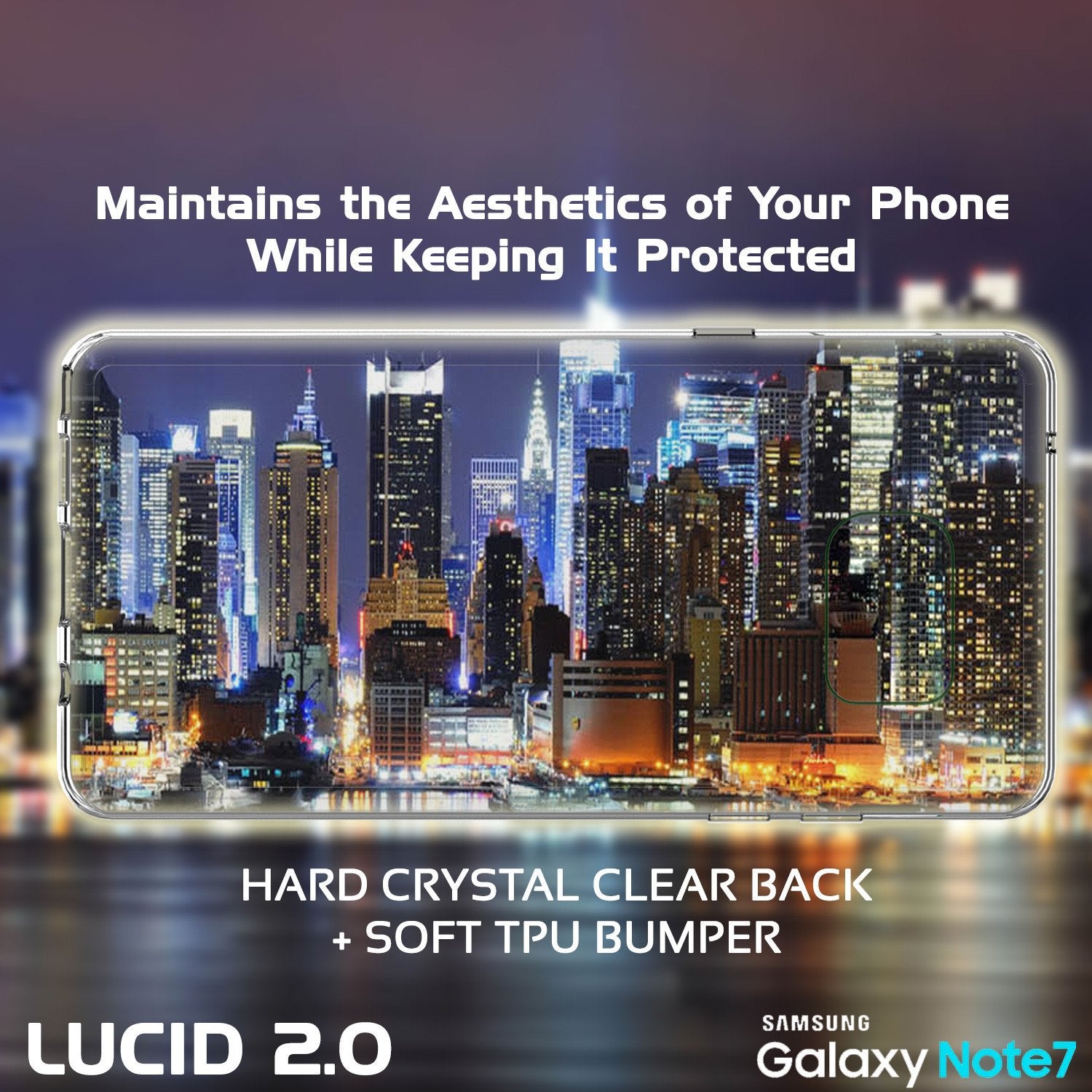 Note 7 Case Punkcase® LUCID 2.0 Clear Series Series w/ PUNK SHIELD Screen Protector | Ultra Fit