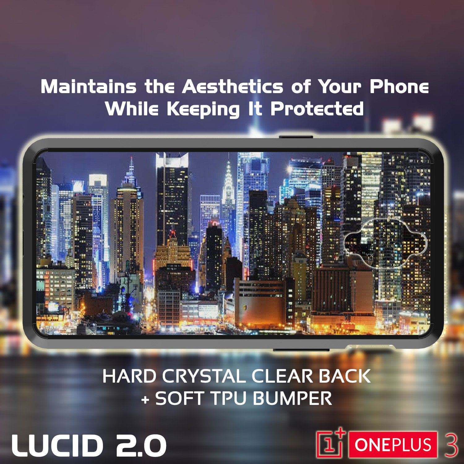 OnePlus 3 Case Punkcase® LUCID 2.0 Black Series w/ SHIELD GLASS Lifetime Warranty Exchange