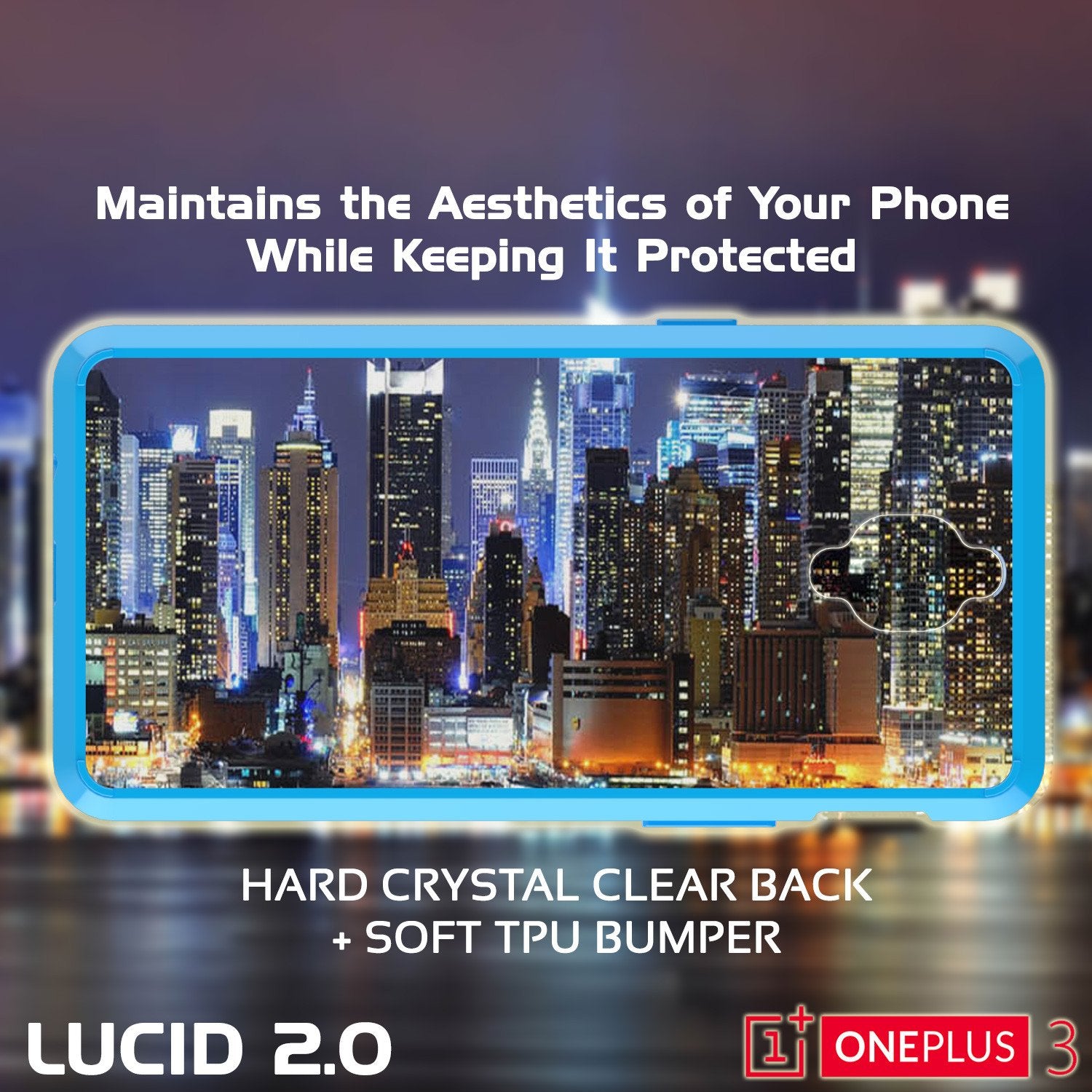 OnePlus 3 Case Punkcase® LUCID 2.0 Light Blue Series w/ SHIELD GLASS Lifetime Warranty Exchange