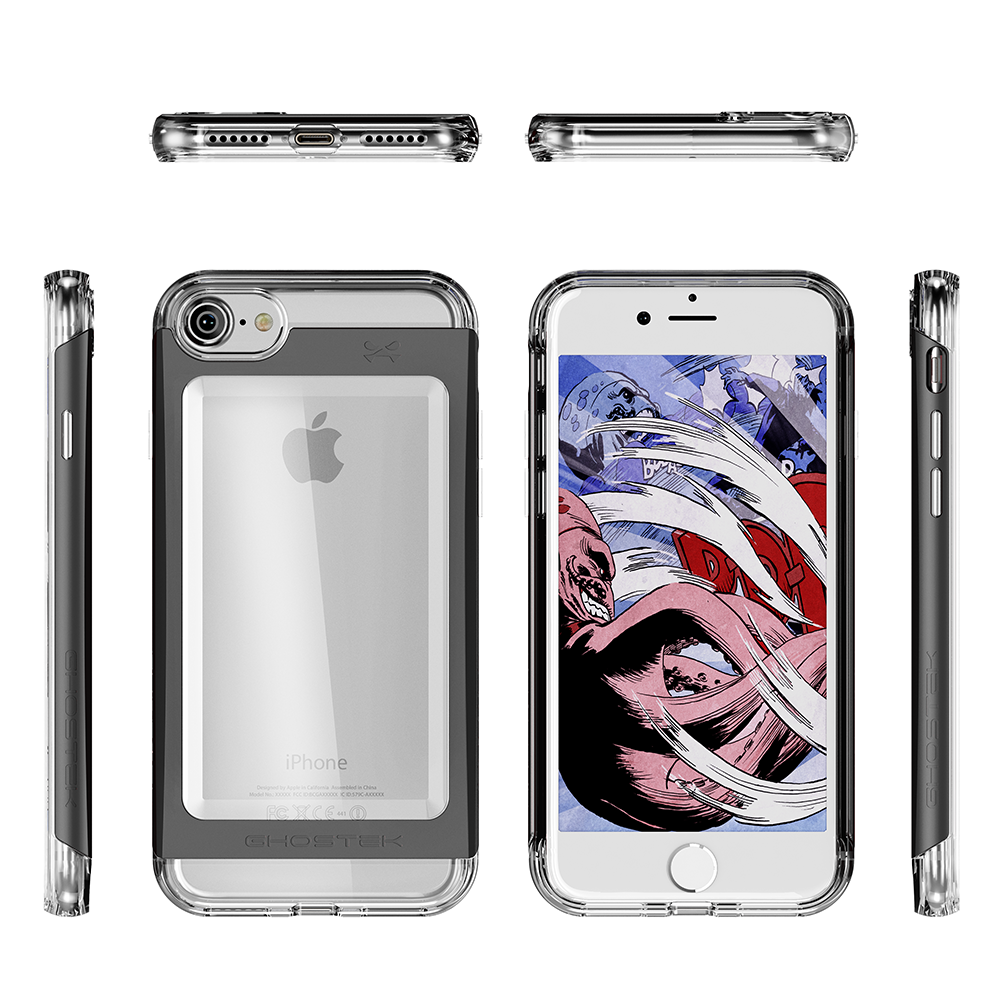 iPhone 8 Case, Ghostek® Cloak 2.0 Black w/ ExplosionProof Screen Protector | Aluminum Frame