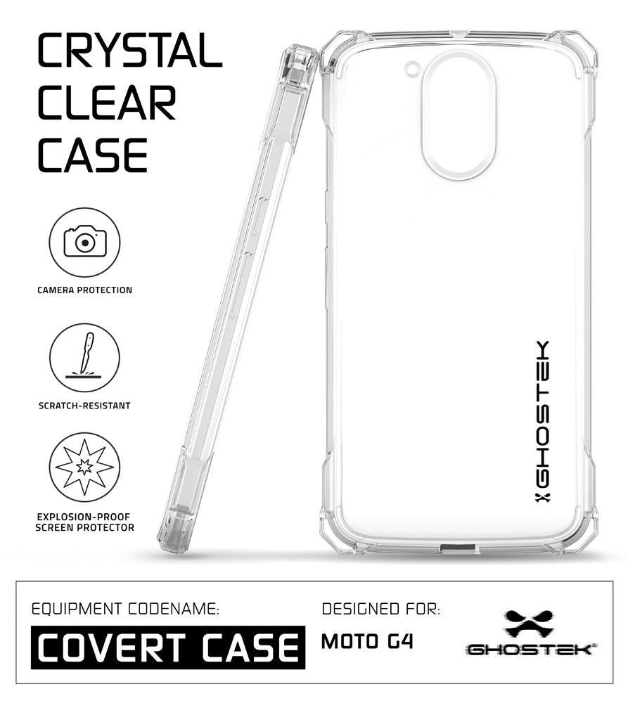 Moto G4 Case, Ghostek Covert Clear Series | Clear TPU | Explosion-Proof Screen Protector | Ultra Fit