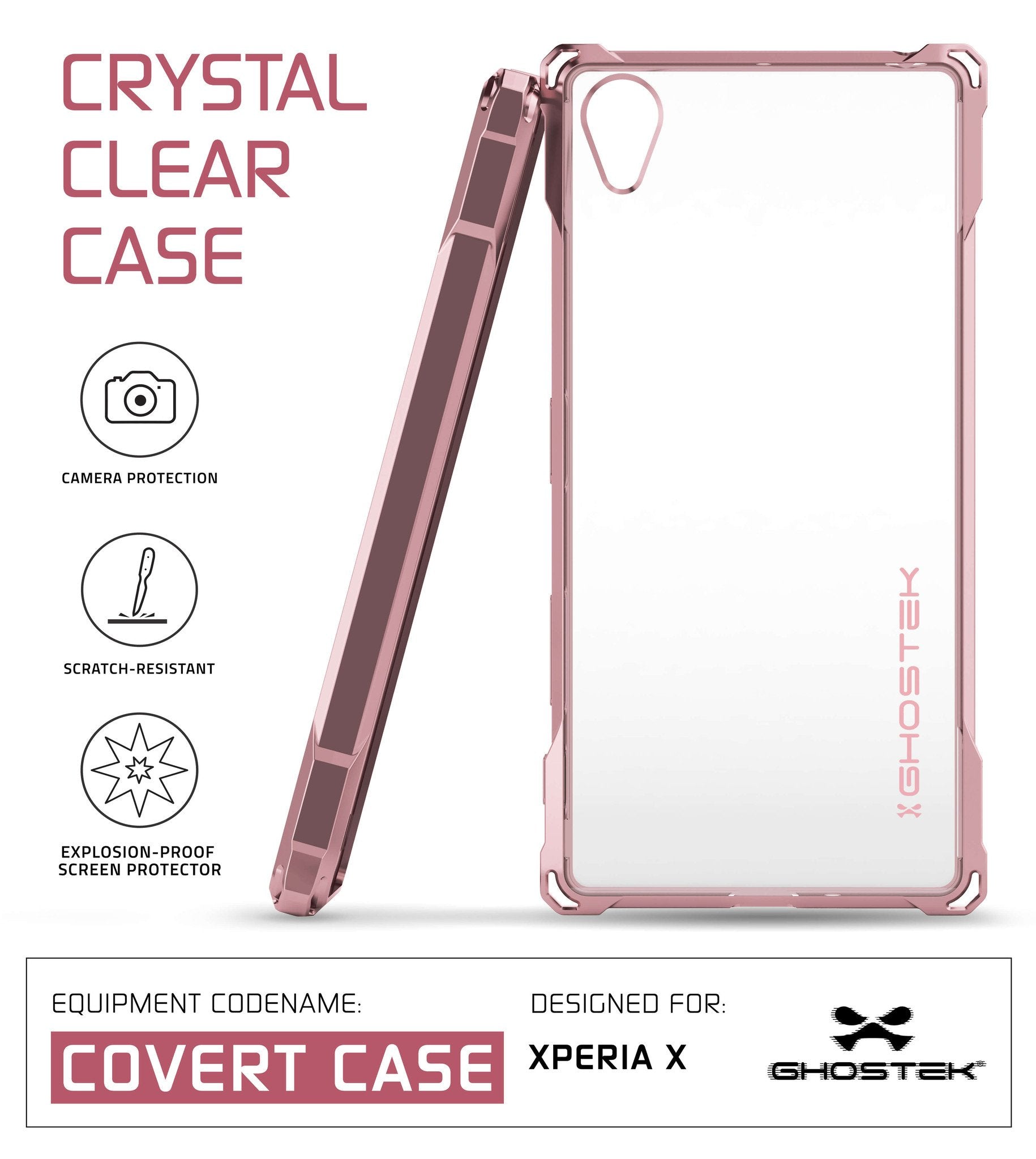 Xperia X Case, Ghostek® Covert Peach Seriesr | Clear TPU | Warranty | Screen Protector | Ultra Fit