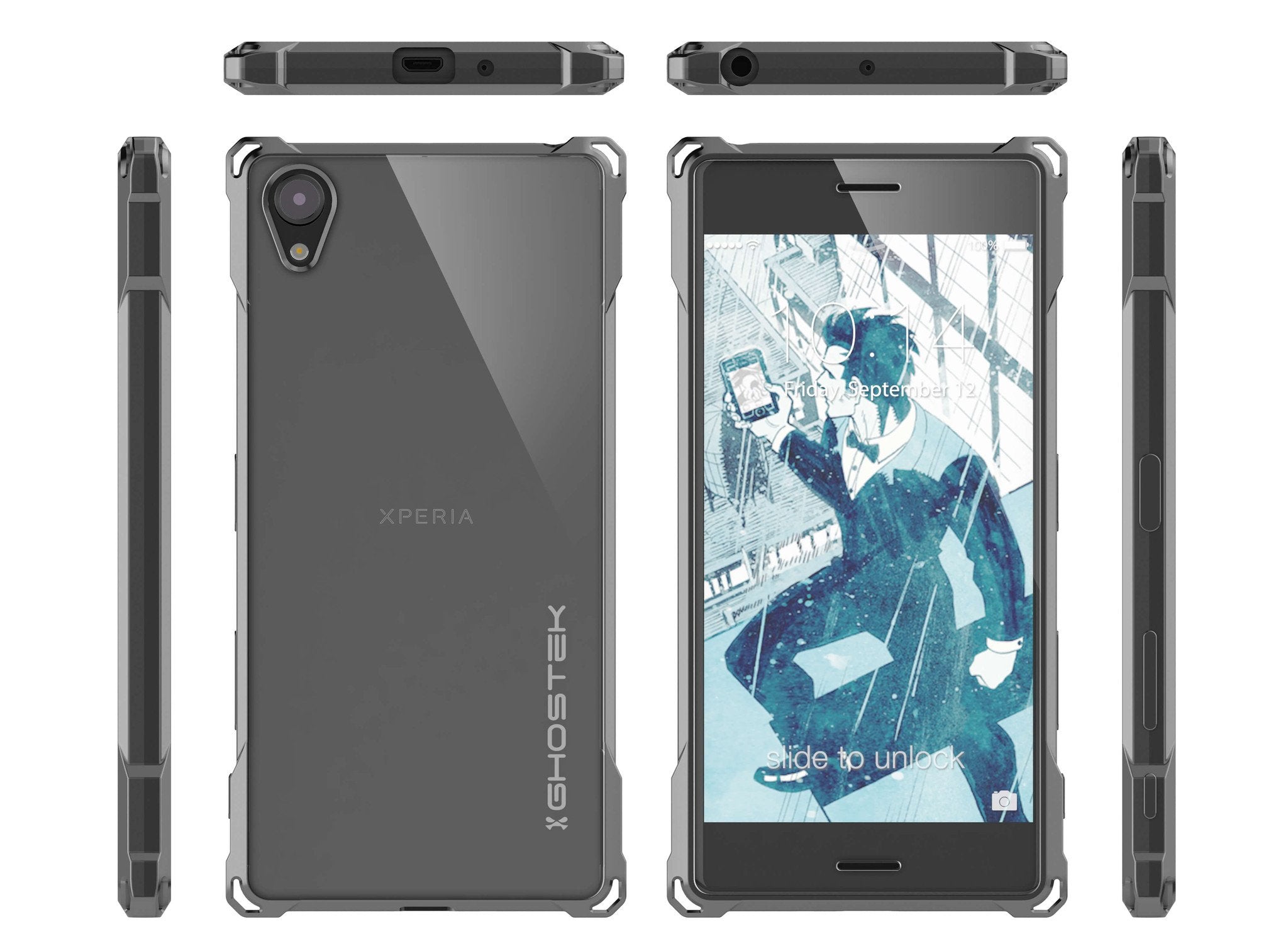 Xperia X Case, Ghostek Covert Dark Gray Series | Clear TPU | Warranty | Screen Protector | Ultra Fit