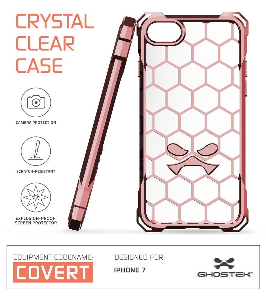 iPhone 8+ Plus Case, Ghostek® Covert Rose Pink Series for Apple iPhone 8+ Plus Premium Impact Protective Armor Case Cover | Clear TPU | Lifetime Warranty Exchange | Explosion-Proof Screen Protector | Ultra Fit (Rose Pink)