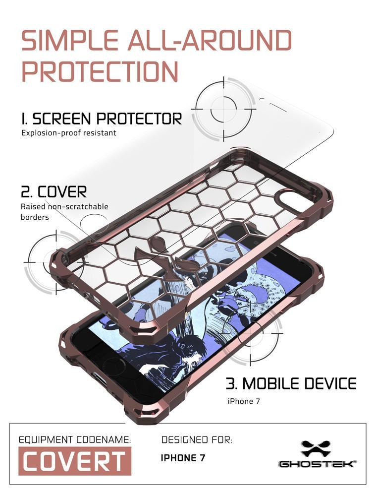 iPhone 8+ Plus Case, Ghostek® Covert Rose Pink, Premium Impact Protective Armor | Warranty