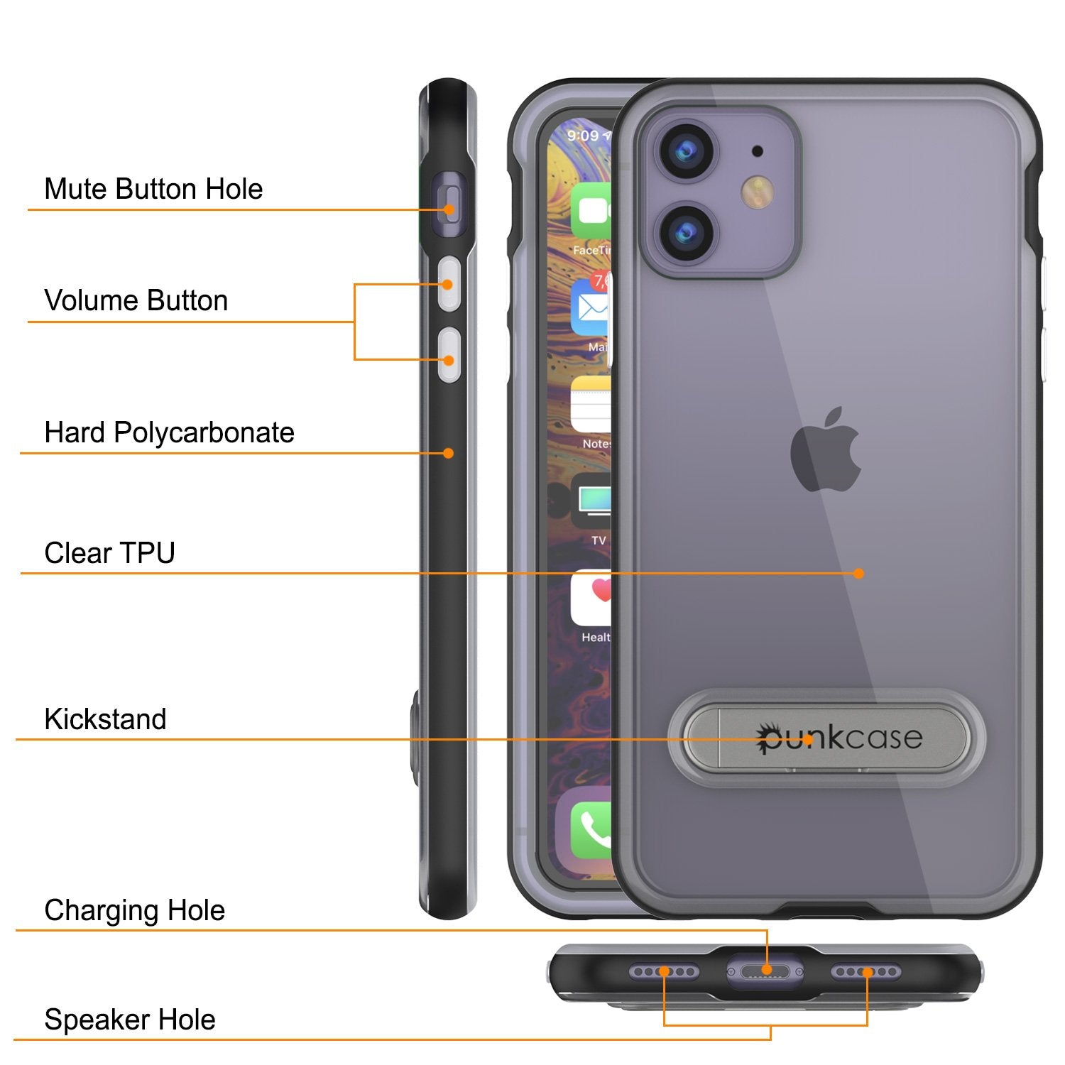 Capinha de Armadura Lucid 3.0 Punksase para Apple iPhone 11 com Suporte Integrado e Película de Proteção  [Ouro]