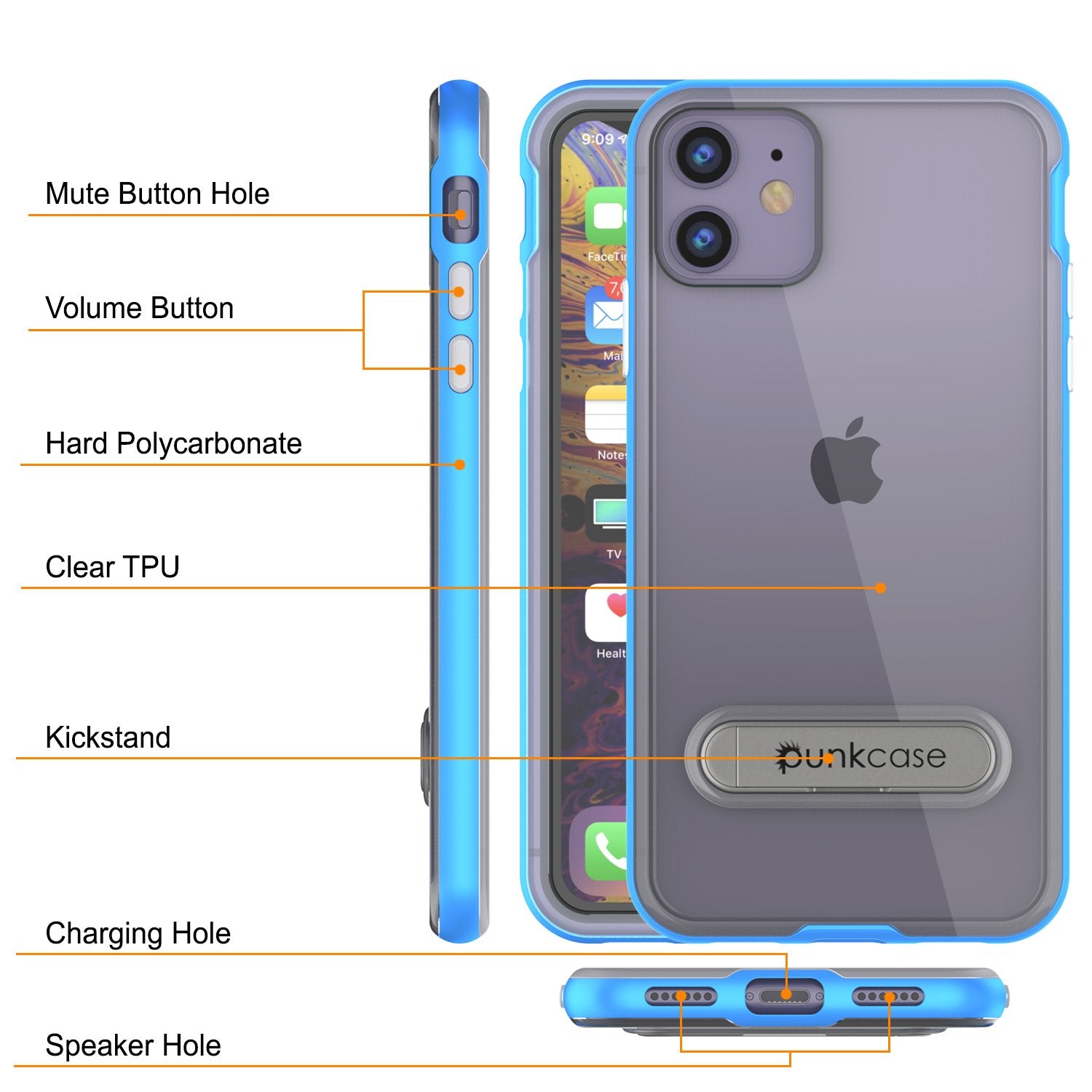 iPhone 12 Mini Case, PUNKcase [LUCID 3.0 Series] [Slim Fit] Protective Cover w/ Integrated Screen Protector [Blue]