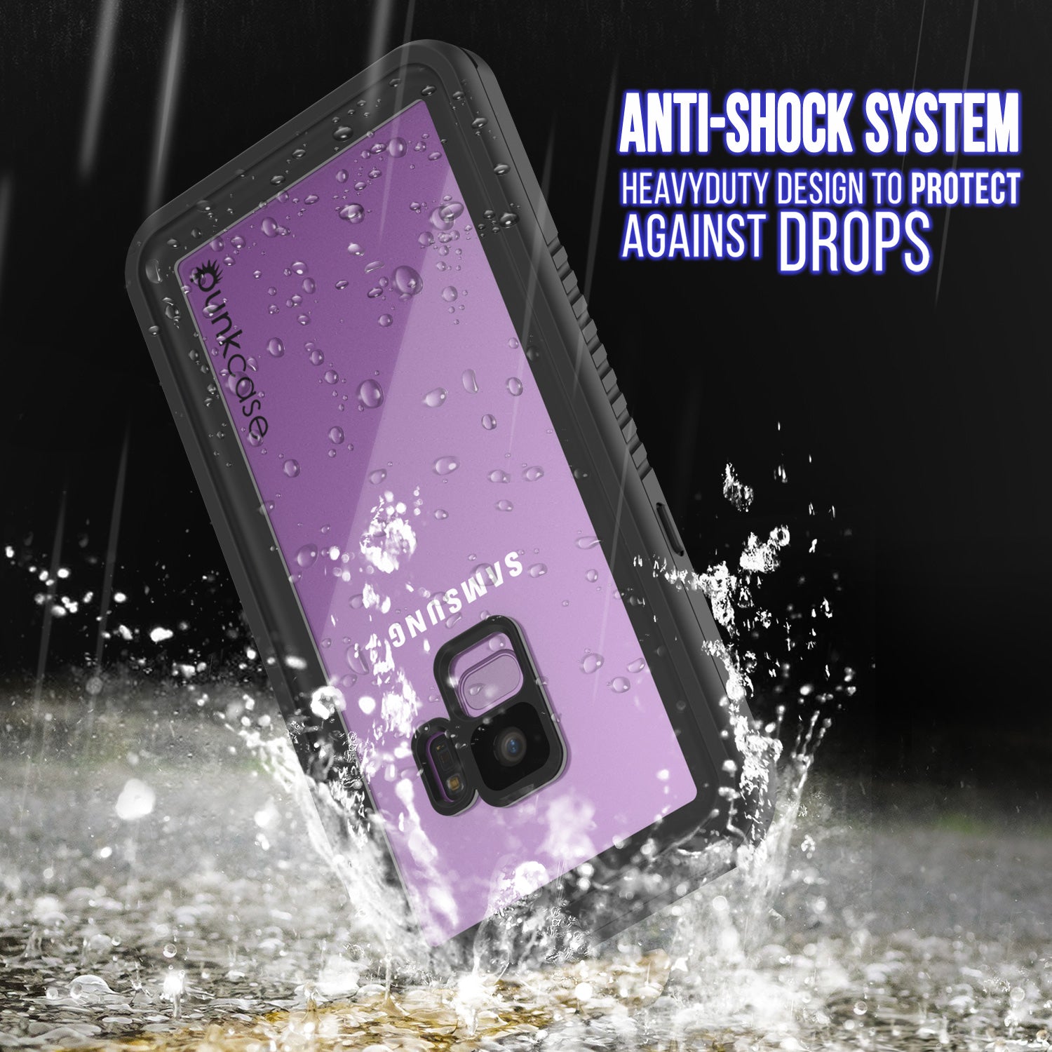 Galaxy S9 Water/Shock/Dirt proof Screen Protector Built Case [Pink]