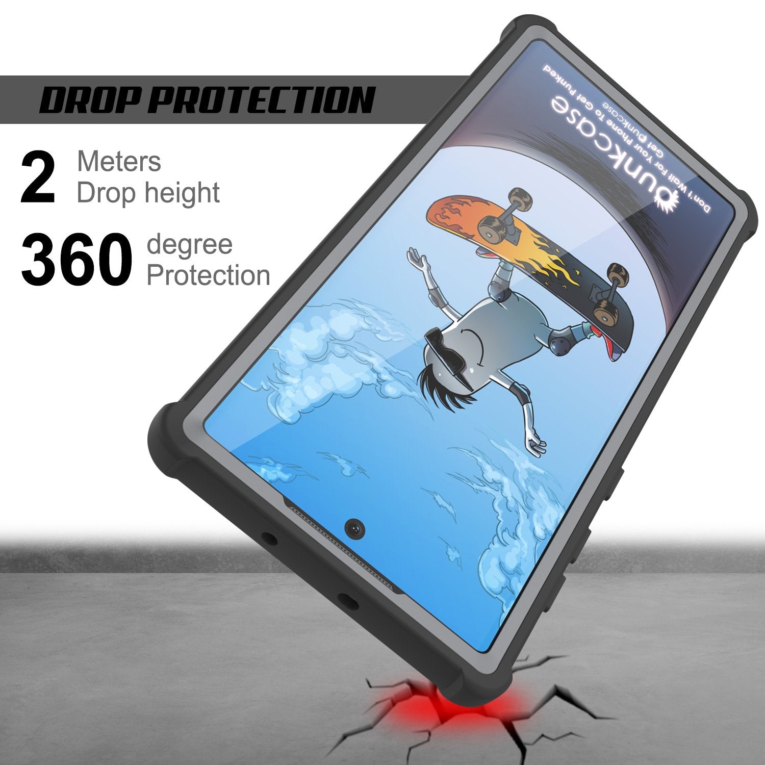 Punkcase Galaxy Note 10+ Plus Case, [Spartan Series] Black Rugged Heavy Duty Cover W/Built in Screen Protector