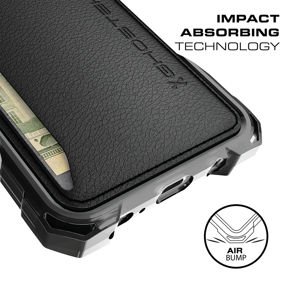 Galaxy S8+ Plus Wallet Case, Ghostek Exec Black Series | Slim Armor Hybrid Impact Bumper | TPU PU Leather Credit Card Slot Holder Sleeve Cover