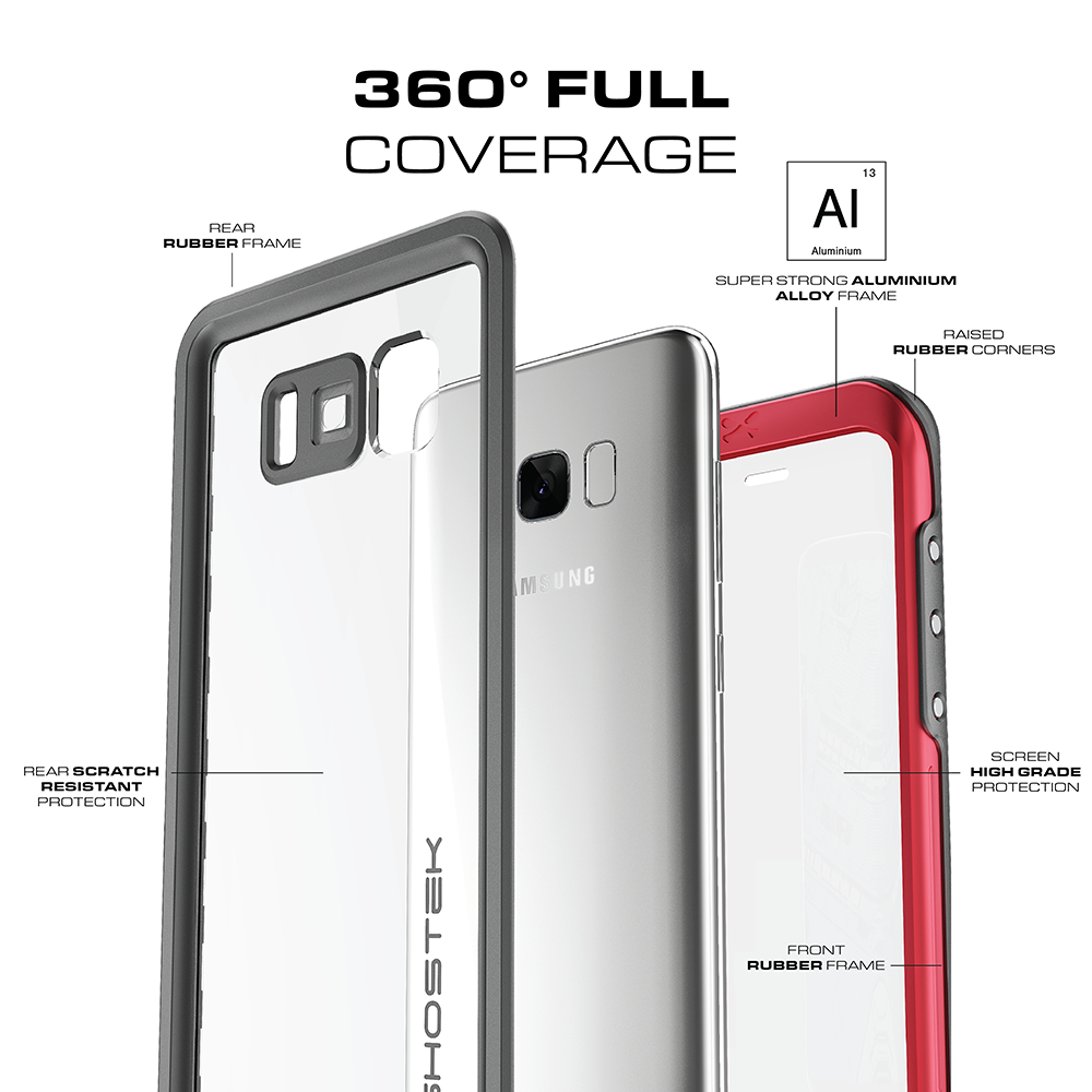 Galaxy S8 Plus Shock/Dirt/Snow W/ Underwater Proof Slim Case [Red]