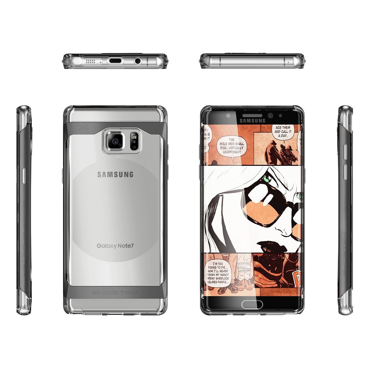 Galaxy Note 7 Case, Ghostek® Cloak 2.0 Black w/ ExplosionProof Screen Protector | Aluminum Frame