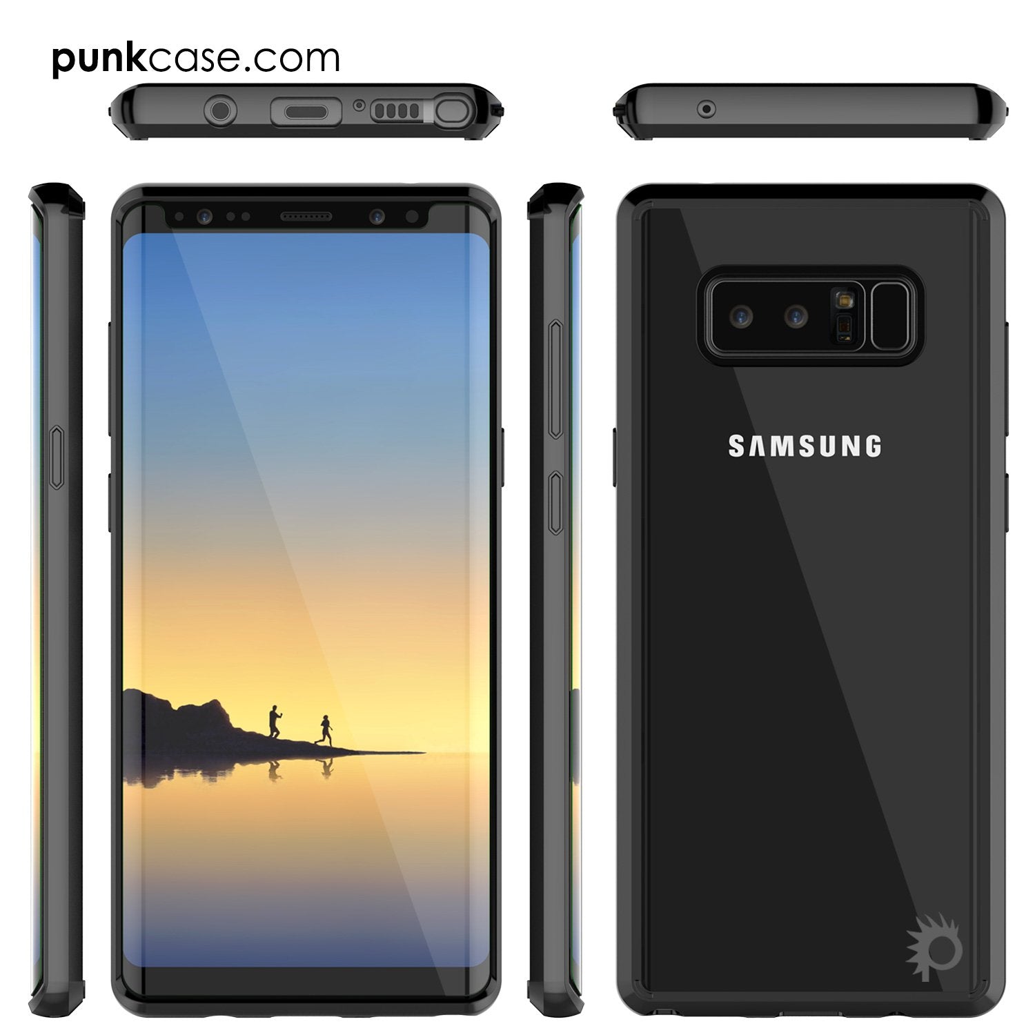 Galaxy Note 8 Case, PunkCase [LUCID 2.0 Series] [Slim Fit] [Clear Back] Armor Cover w/Integrated Anti-Shock System [Black]