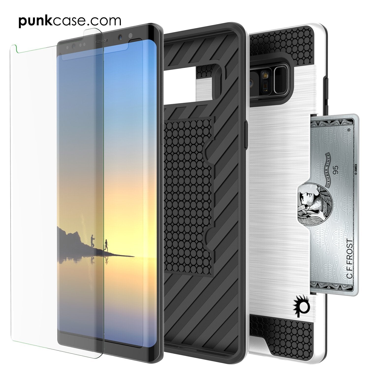 Galaxy Note 8 Case, PUNKcase [SLOT Series] Slim Fit  Samsung Note 8 [Silver]