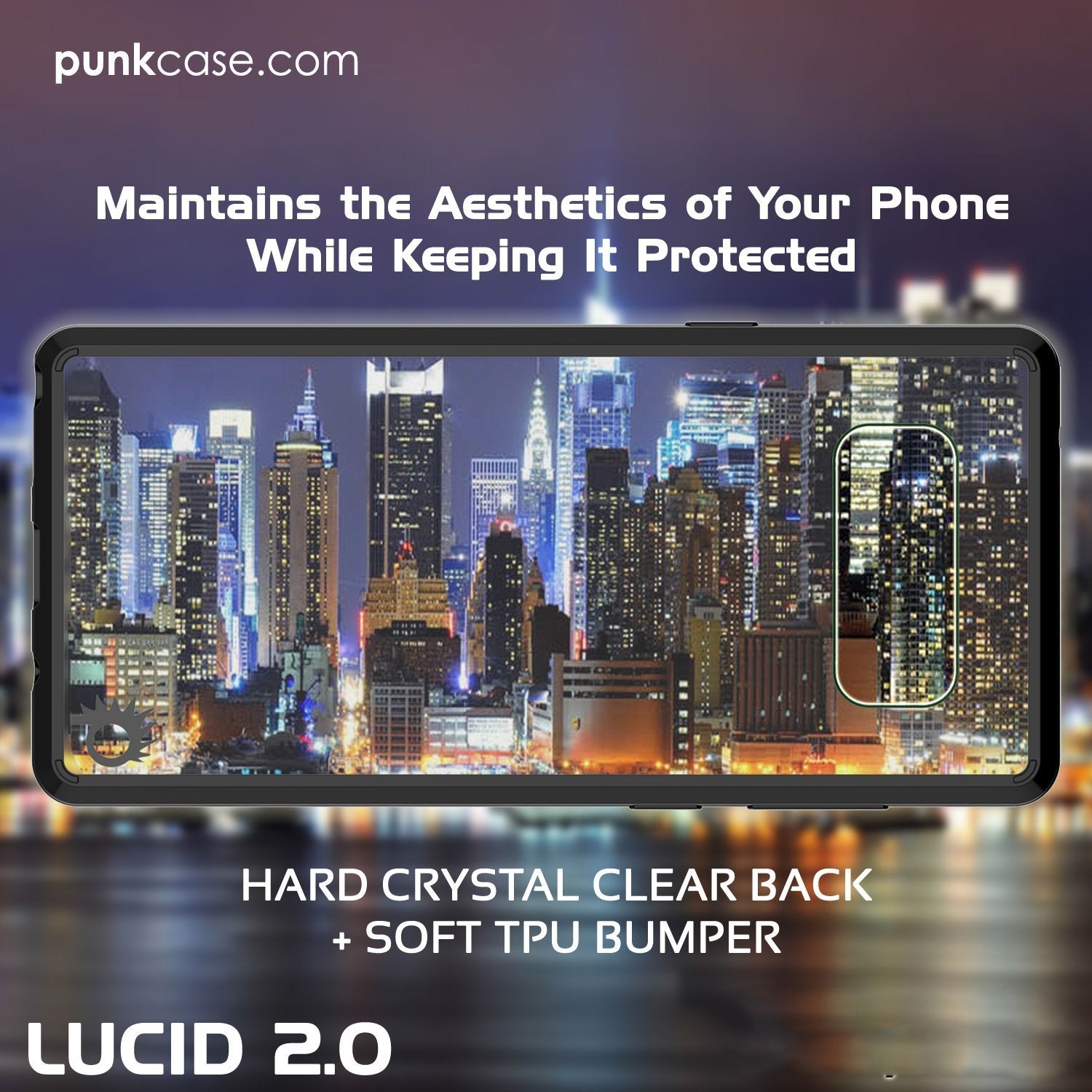 Galaxy Note 8 Case, PunkCase [LUCID 2.0 Series] [Slim Fit] [Clear Back] Armor Cover w/Integrated Anti-Shock System [Black]
