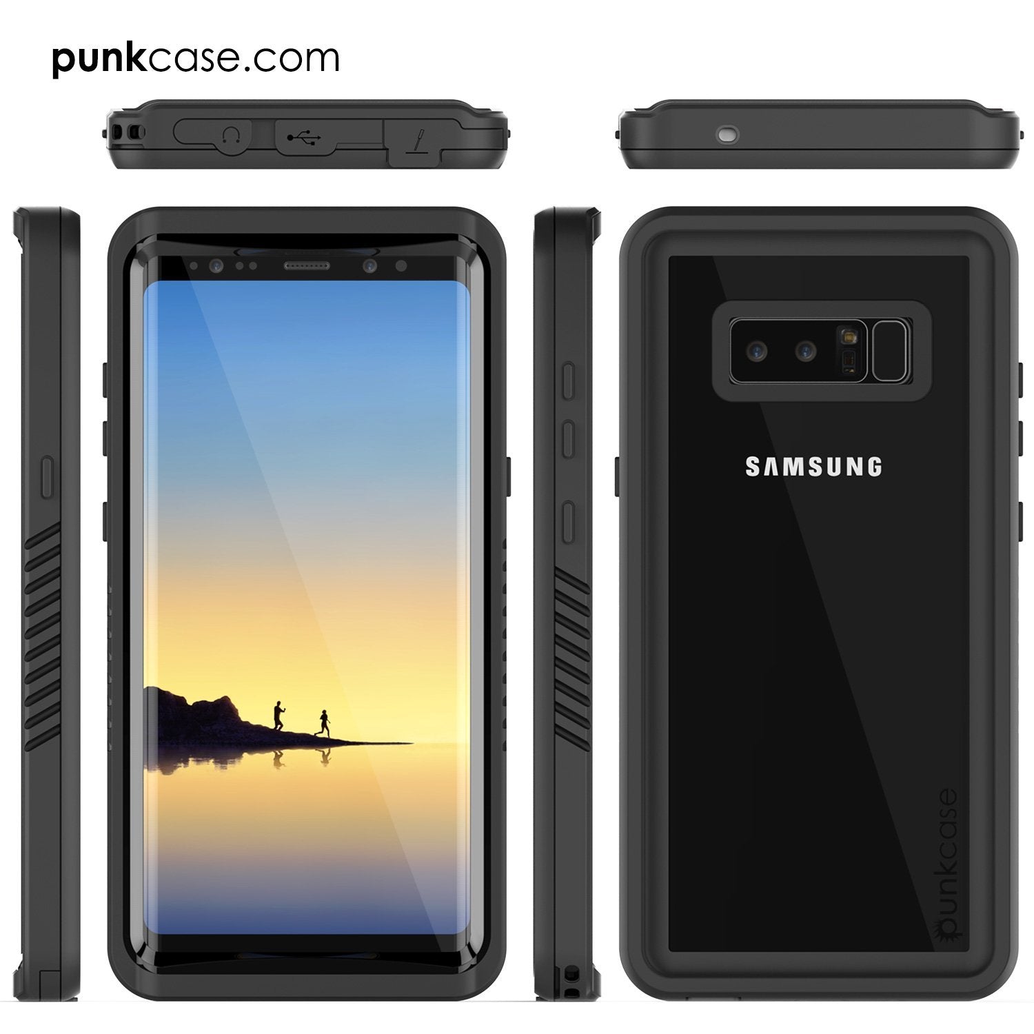 Galaxy Note 8 Case, Punkcase [Extreme Series] [Slim Fit] [IP68 Certified] [Shockproof] Armor Cover W/ Built In Screen Protector [Black]