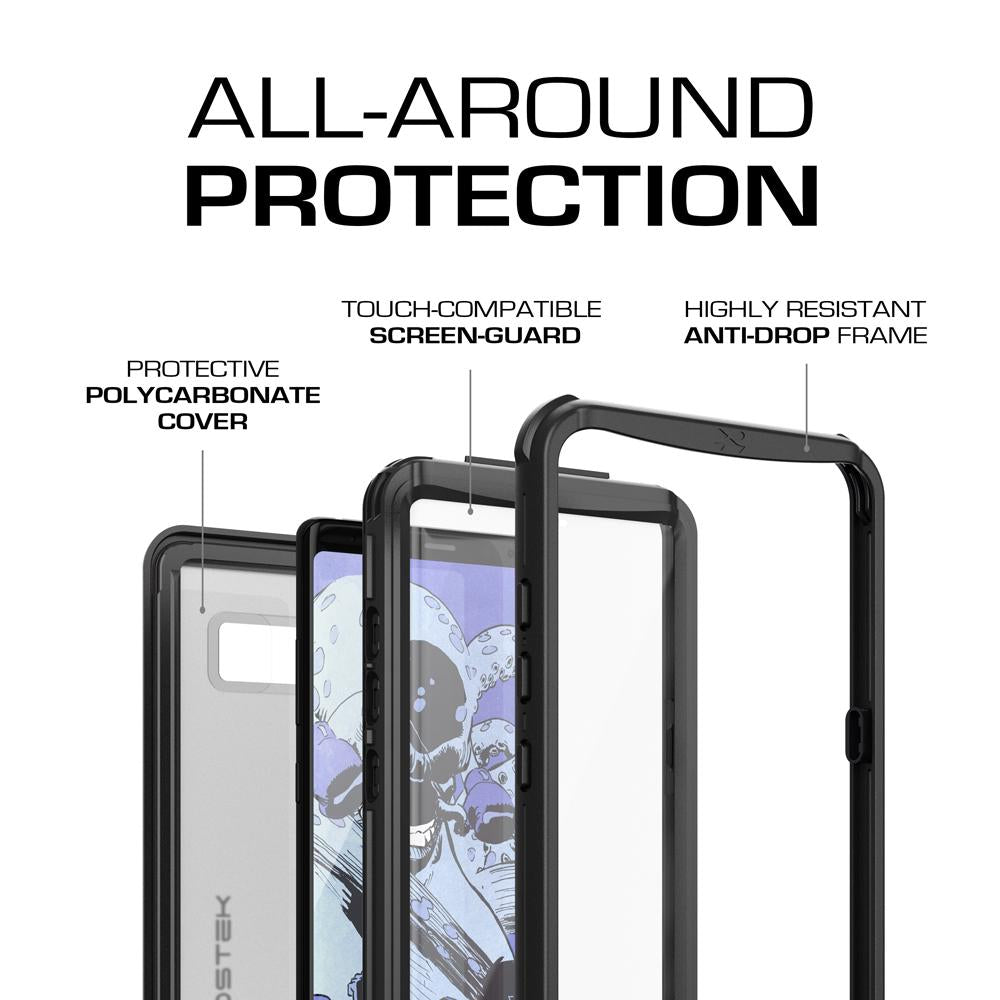 Galaxy Note 8, Ghostek Nautical Series Waterproof Case for Samsung Galaxy Note 8 Heavy Duty | Black