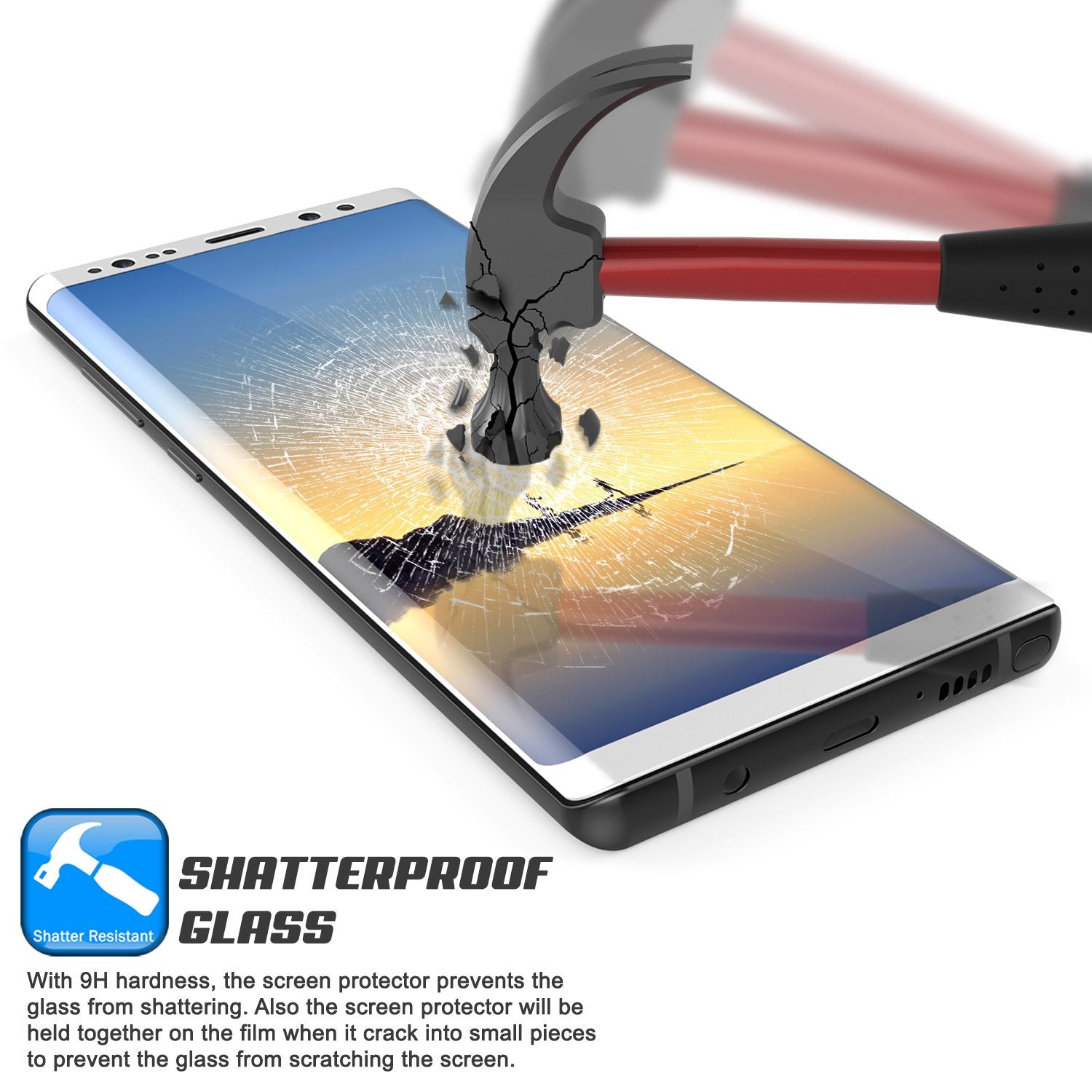 Galaxy Note 8  White Punkcase Glass SHIELD Tempered Glass Screen Protector 0.33mm Thick 9H Glass