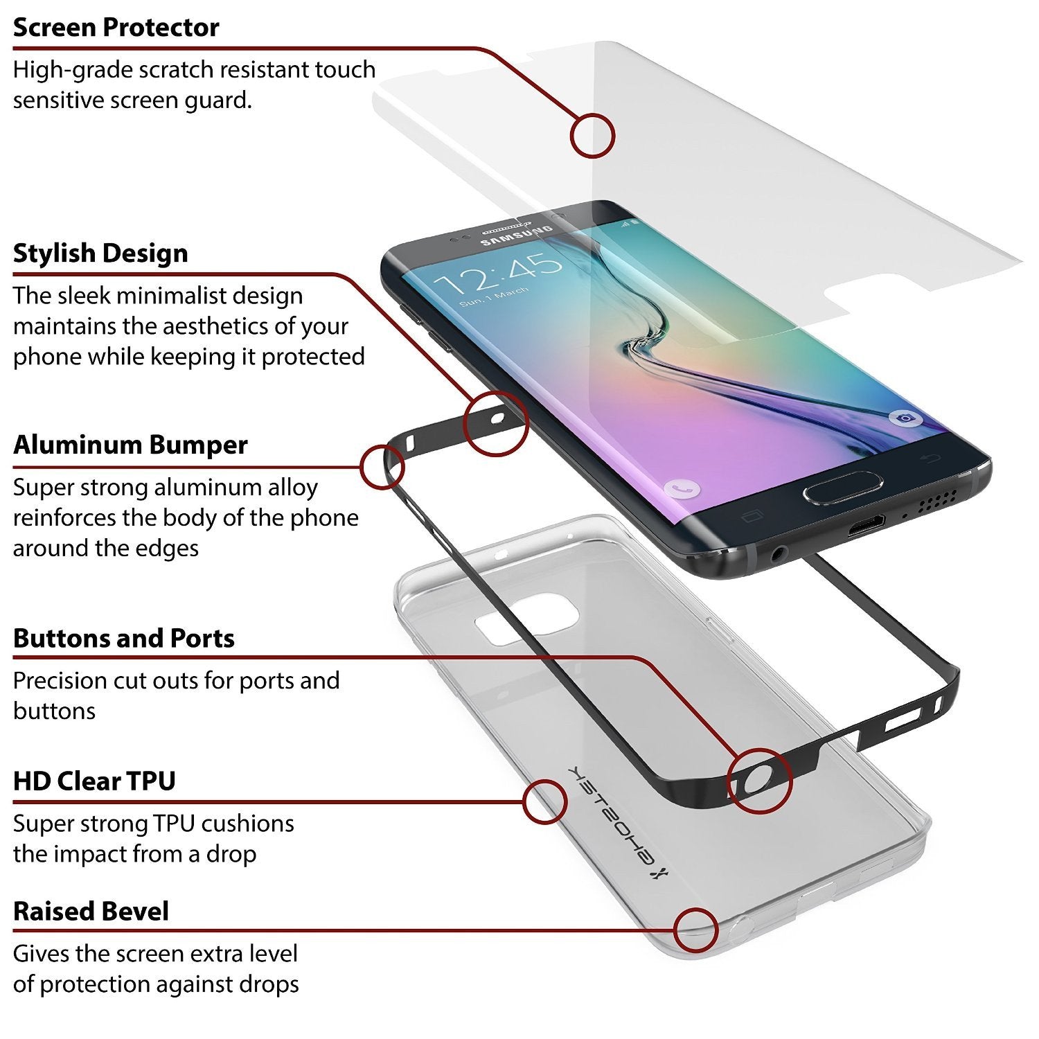 Galaxy S6 Edge+ Plus Case, Ghostek Back Cloak Series Slim Hybrid Impact Armor | Lifetime Warranty