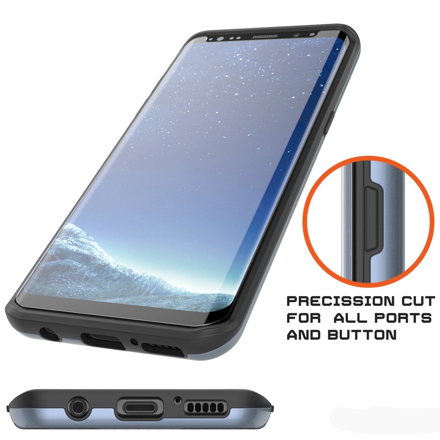 Galaxy S8 Case, PUNKcase [SLOT Series] Dual-Layer Armor Cover w/Integrated Anti-Shock System, Credit Card Slot & Screen Protector [Navy]