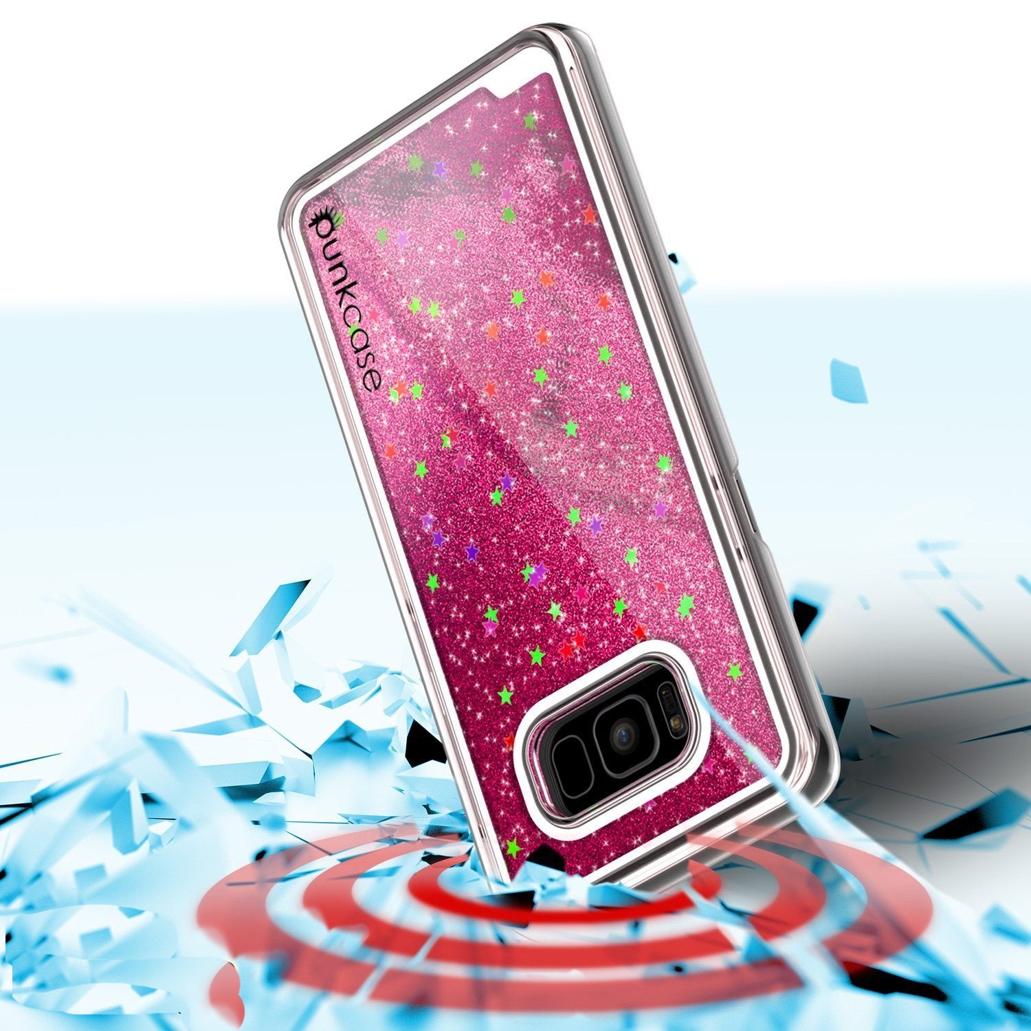 Galaxy S8 Case, Punkcase Liquid Pink Series Protective Dual Layer Floating Glitter Cover