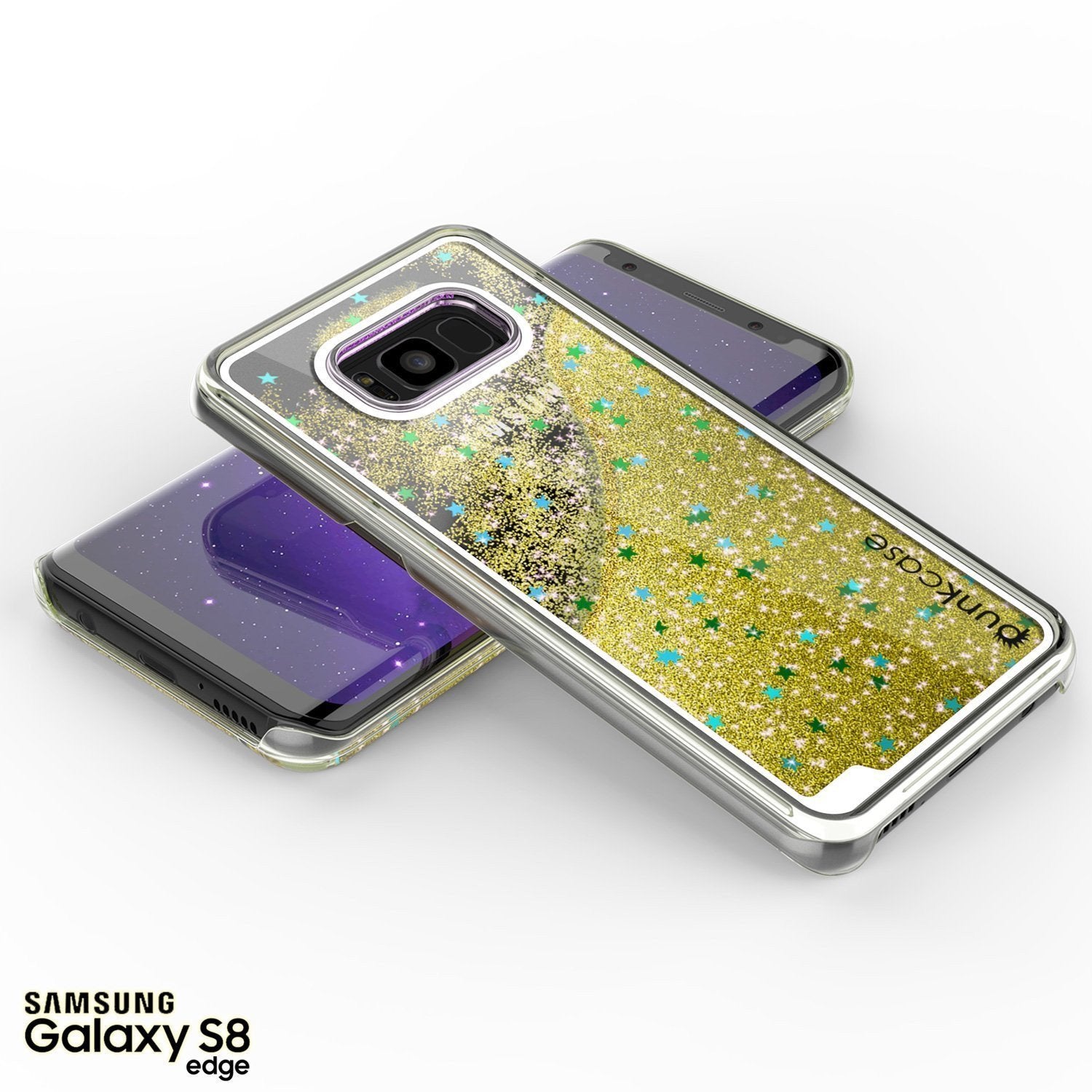 Galaxy S8 Case, Punkcase [Liquid Series] Protective Dual Layer Floating Glitter Cover [Gold]
