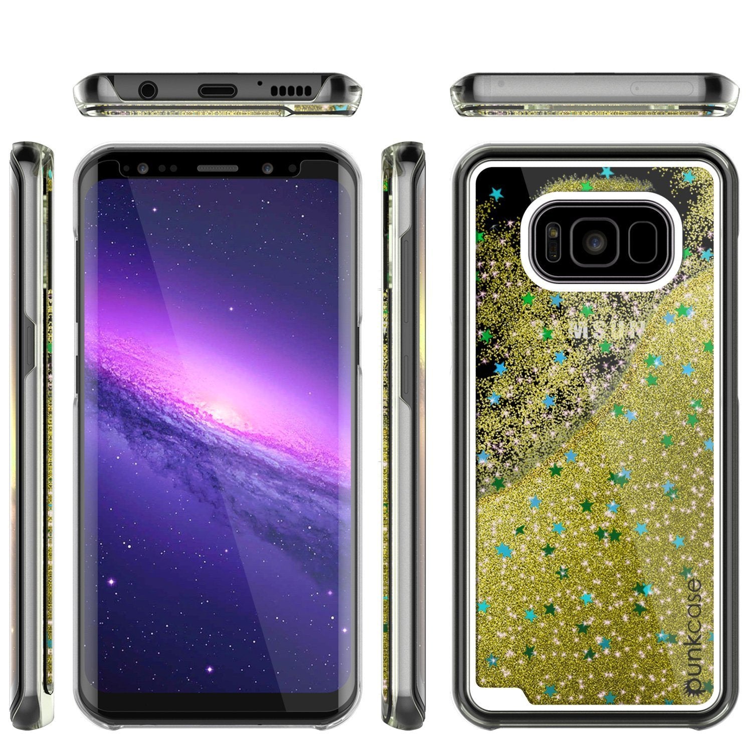 Galaxy S8 Case, Punkcase [Liquid Series] Protective Dual Layer Floating Glitter Cover [Gold]
