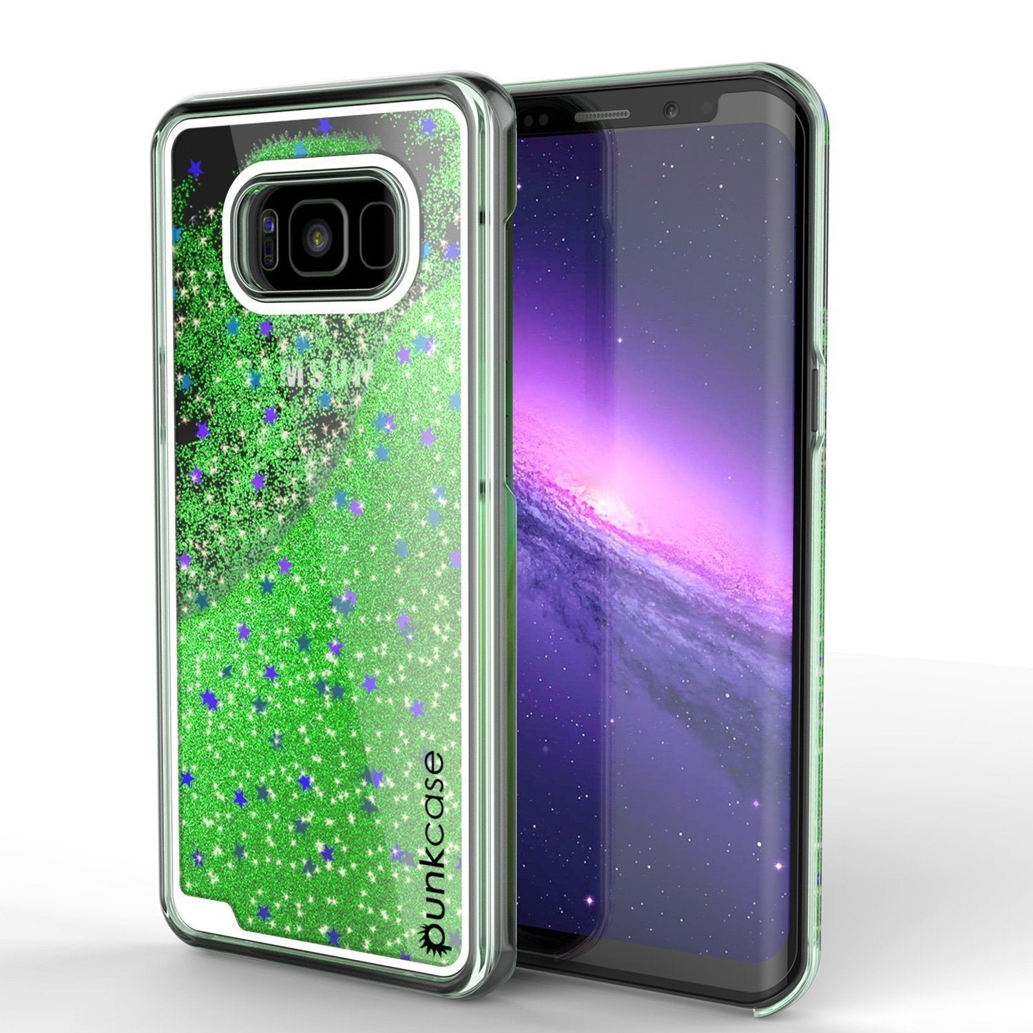 Galaxy S8 Case, Punkcase [Liquid Series] Protective Dual Layer Floating Glitter Cover [Green]﻿