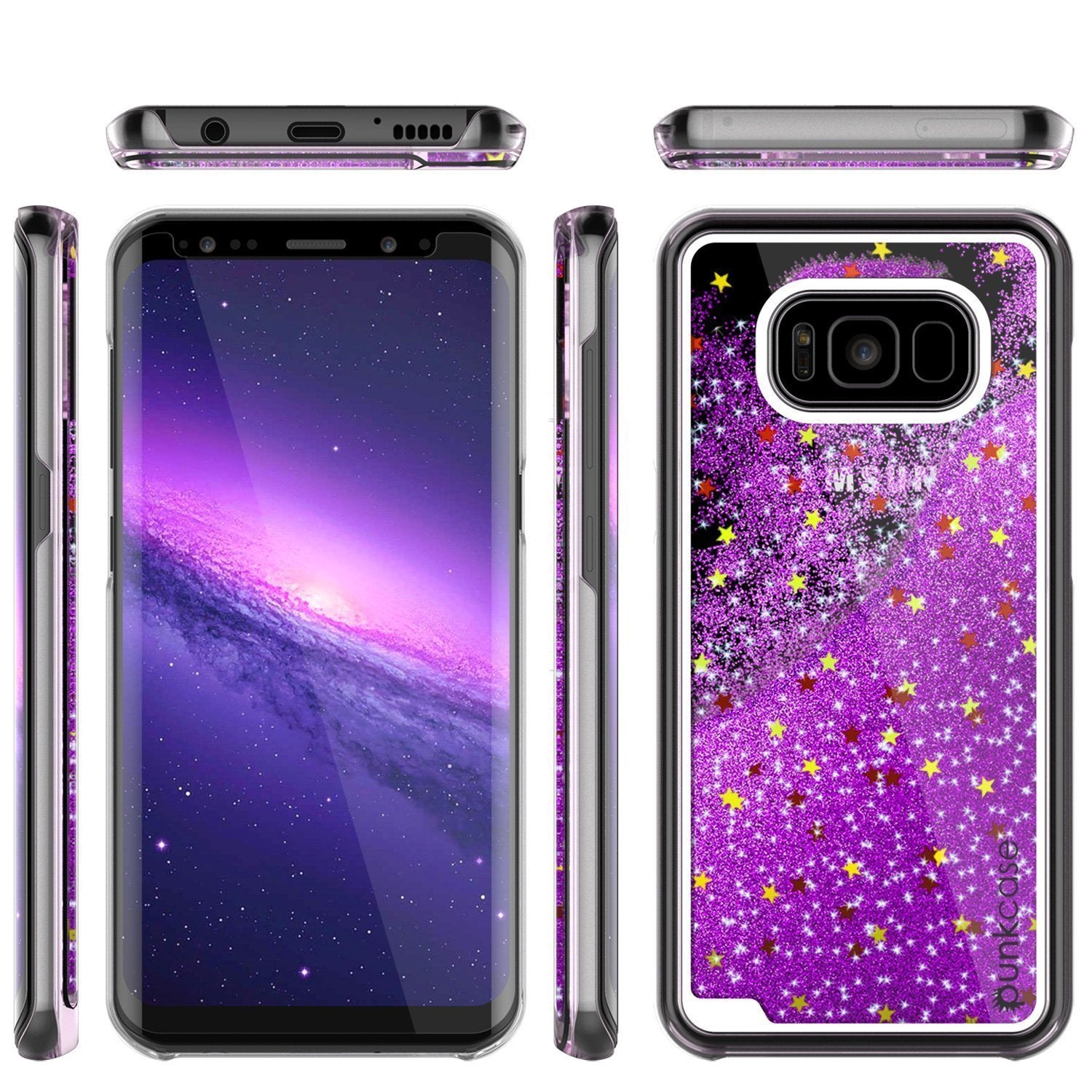 Galaxy S8 Case, Punkcase [Liquid Series] Protective Dual Layer Floating Glitter Cover [Purple]