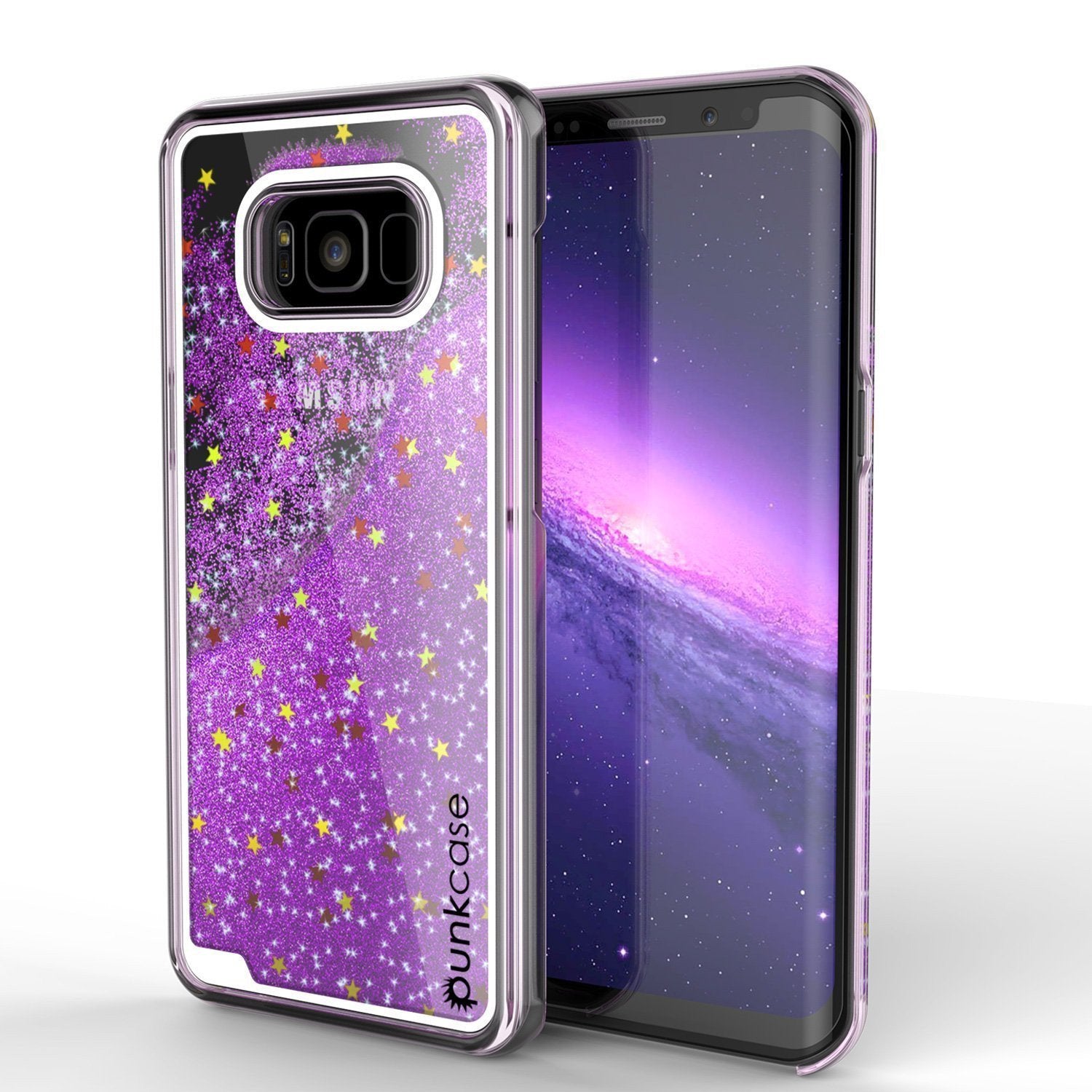 Galaxy S8 Case, Punkcase [Liquid Series] Protective Dual Layer Floating Glitter Cover [Purple]