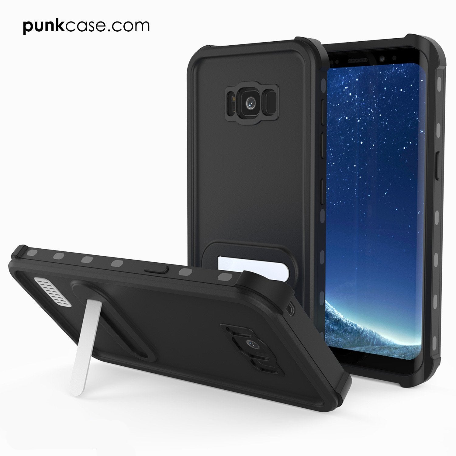 Galaxy S8 Waterproof Case, Punkcase KickStud Series Armor Cover [BLACK]