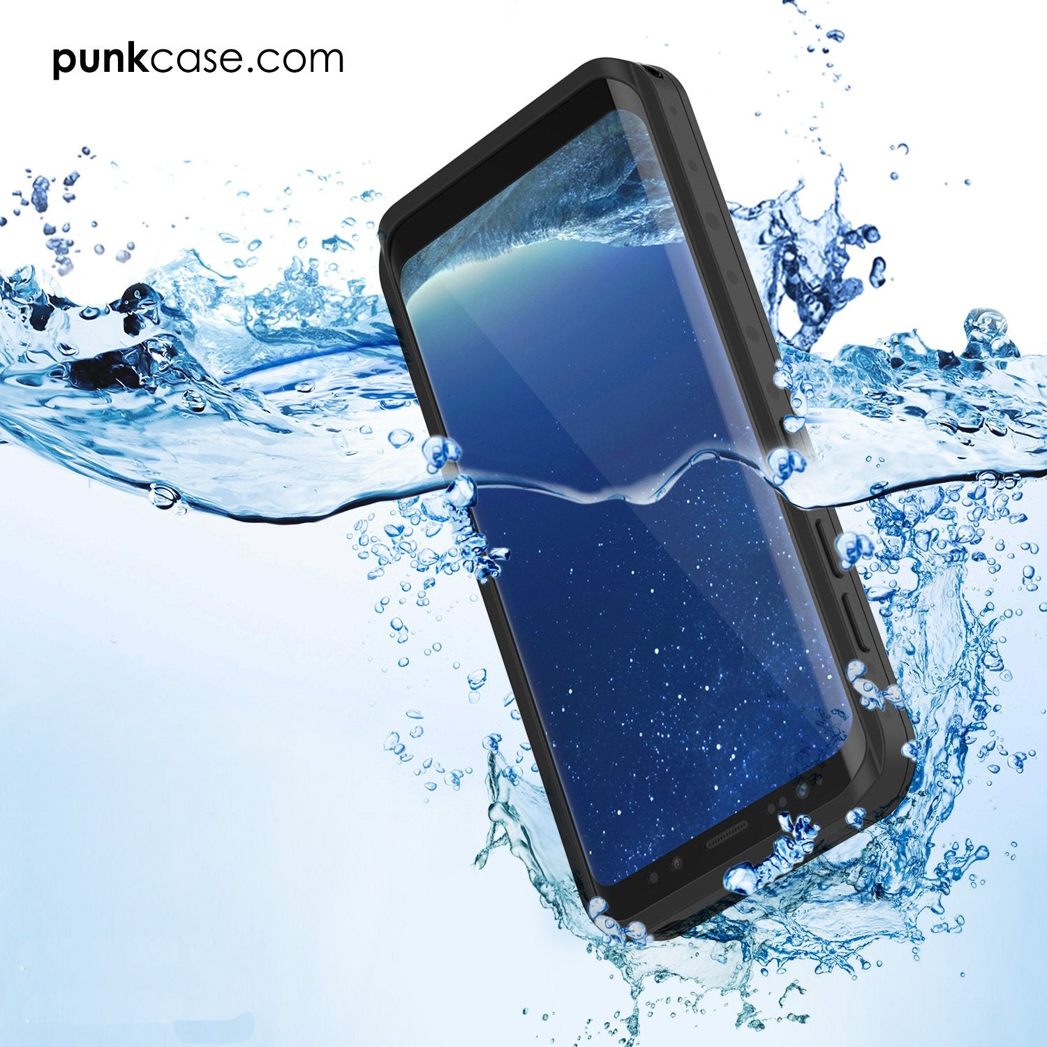 Galaxy S8 Waterproof Case PunkCase StudStar Black Thin 6.6ft Underwater IP68 Shock/Snow Proof