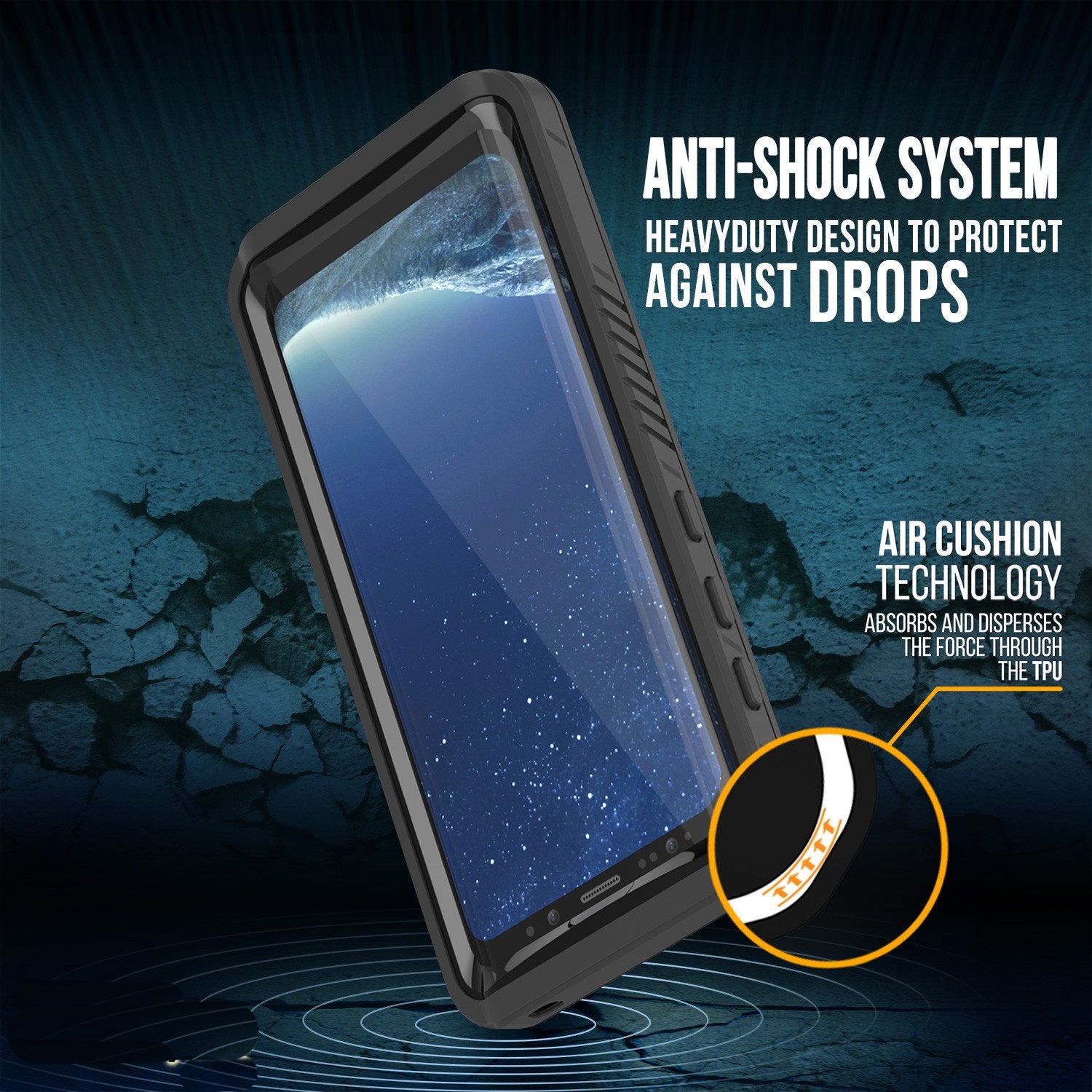 Galaxy S8 Plus Waterproof Shock/Snow Proof Slim-Fit Case [Black]