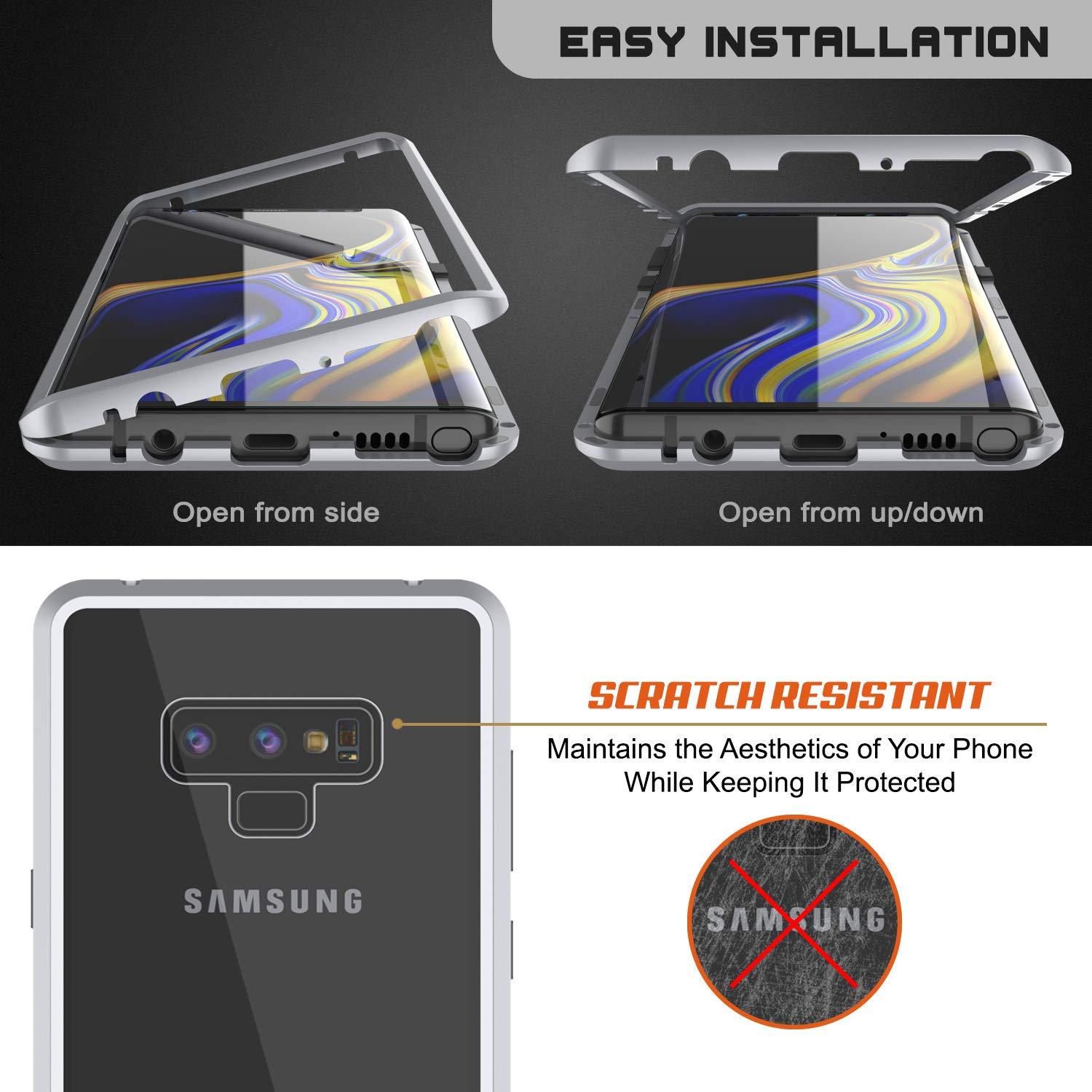 Galaxy Note 9 Case, Punkcase Magnetix 2.0 Protective TPU Cover W/ Tempered Glass Screen Protector [Silver]