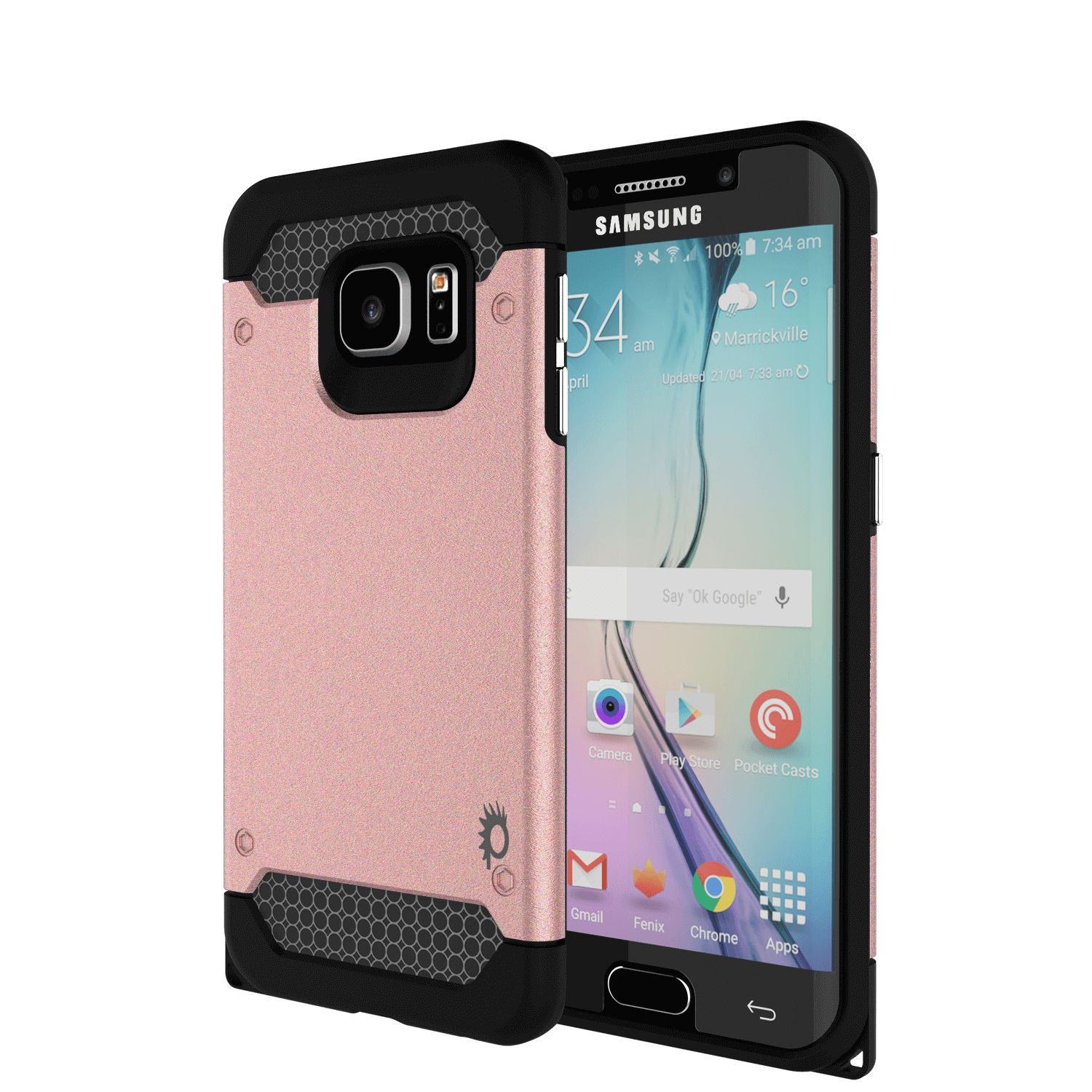 Galaxy s6 EDGE Plus Case PunkCase Galactic Rose Gold Slim Armor Soft Cover w/ Screen Protector