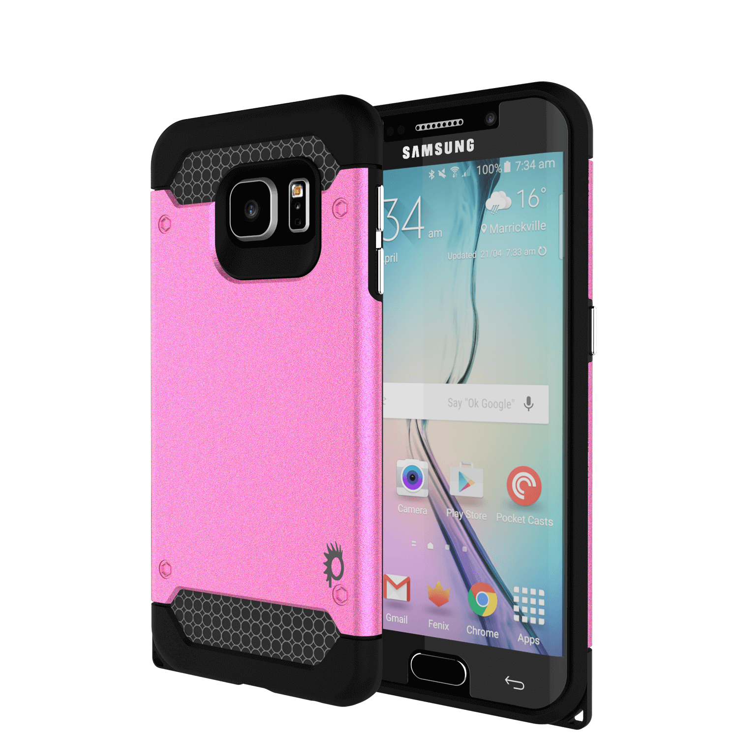 Galaxy s6 EDGE Plus Case PunkCase Galactic Pink Series Slim Protective Armor Soft Cover Case w/ Tempered Glass Protector Lifetime Warranty