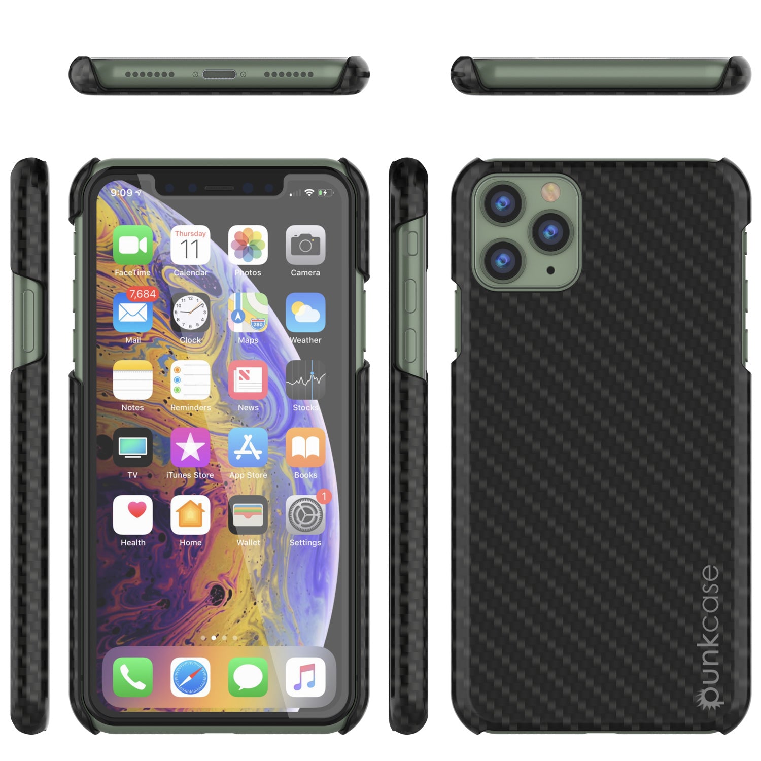 iPhone 11 Pro Max Case, Punkcase CarbonShield, Heavy Duty & Ultra Thin 2 Piece Dual Layer [shockproof]