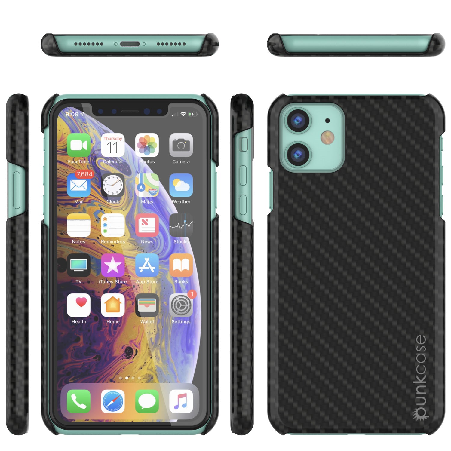 iPhone 11 Case, Punkcase CarbonShield, Heavy Duty & Ultra Thin 2 Piece Dual Layer [shockproof]