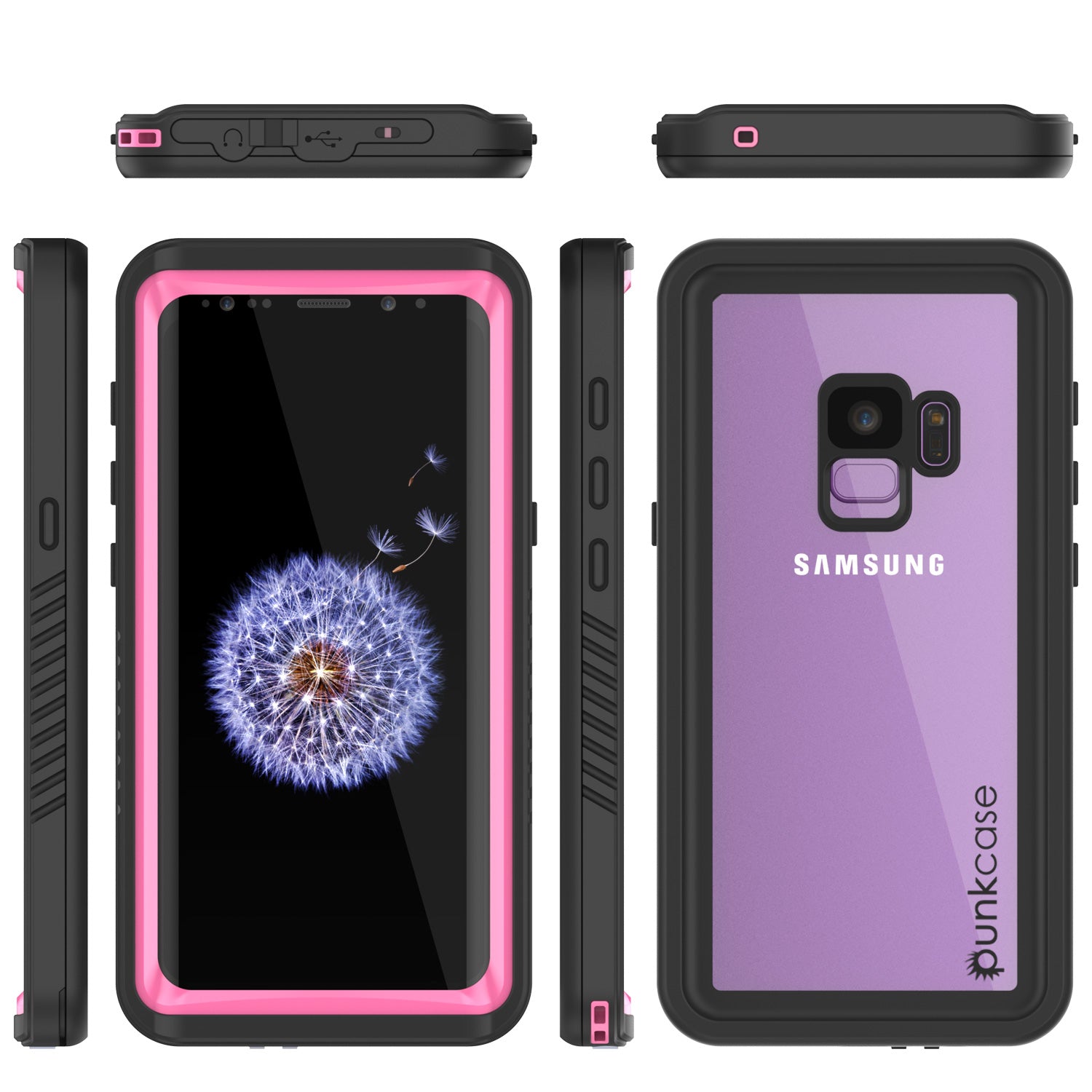 Galaxy S9 Plus Water/Shock/Snowproof Slim Screen Protector Case [Pink]