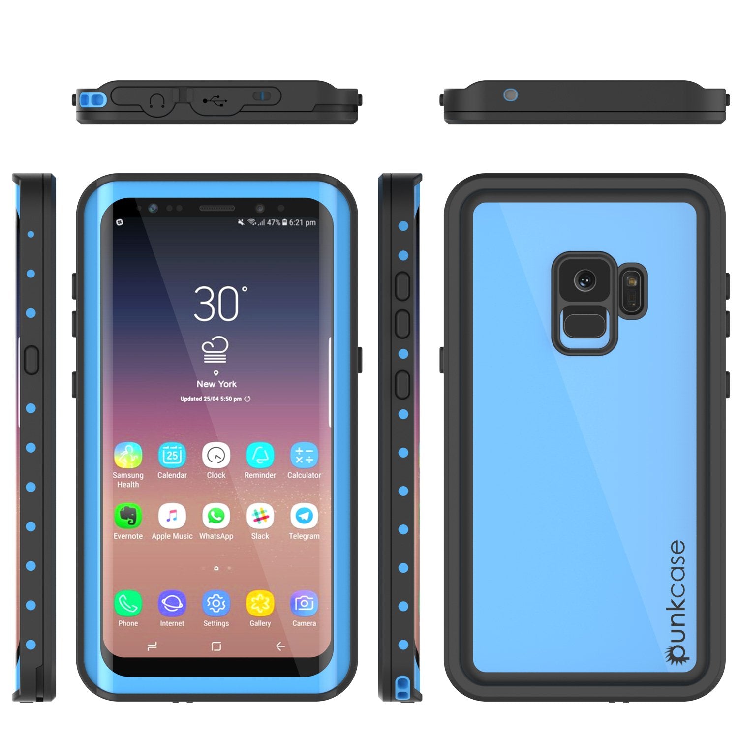 Galaxy S9 Water/Shock Proof Cover | PunkCase StudStar [Light Blue]