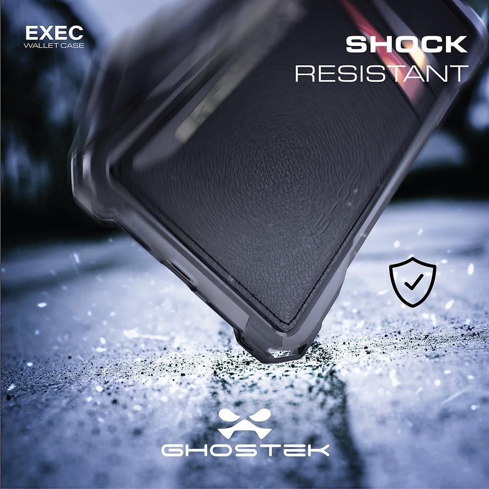 iPhone 7 Plus Wallet Case, Ghostek® Exec Series Slim Armor Hybrid Impact Bumper | TPU PU Leather Credit Card Slot Holder Sleeve Cover |  (Red)